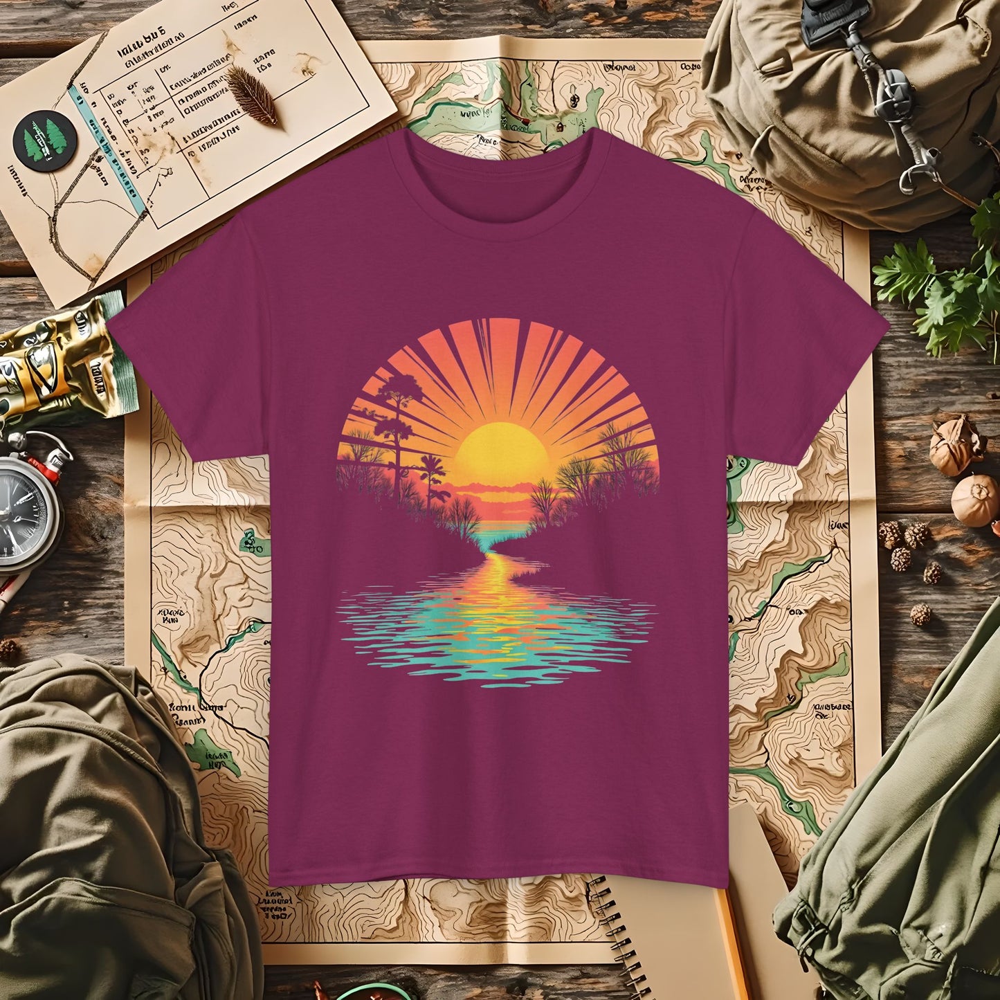 Quirky Sunset Outdoor Adventure T-Shirts | Camping, Hiking, Rafting & Kayaking Tees for Nature Lovers