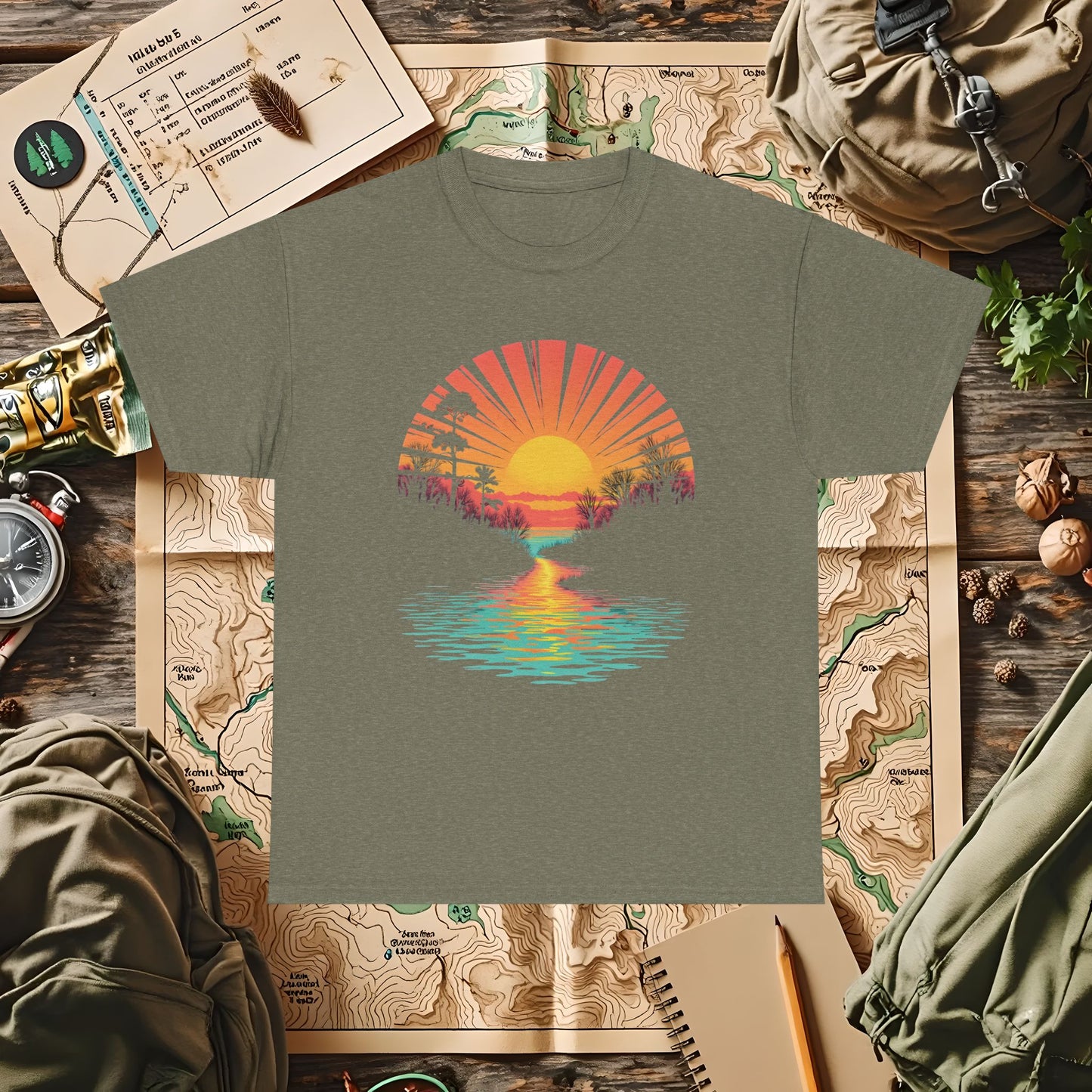 Quirky Sunset Outdoor Adventure T-Shirts | Camping, Hiking, Rafting & Kayaking Tees for Nature Lovers