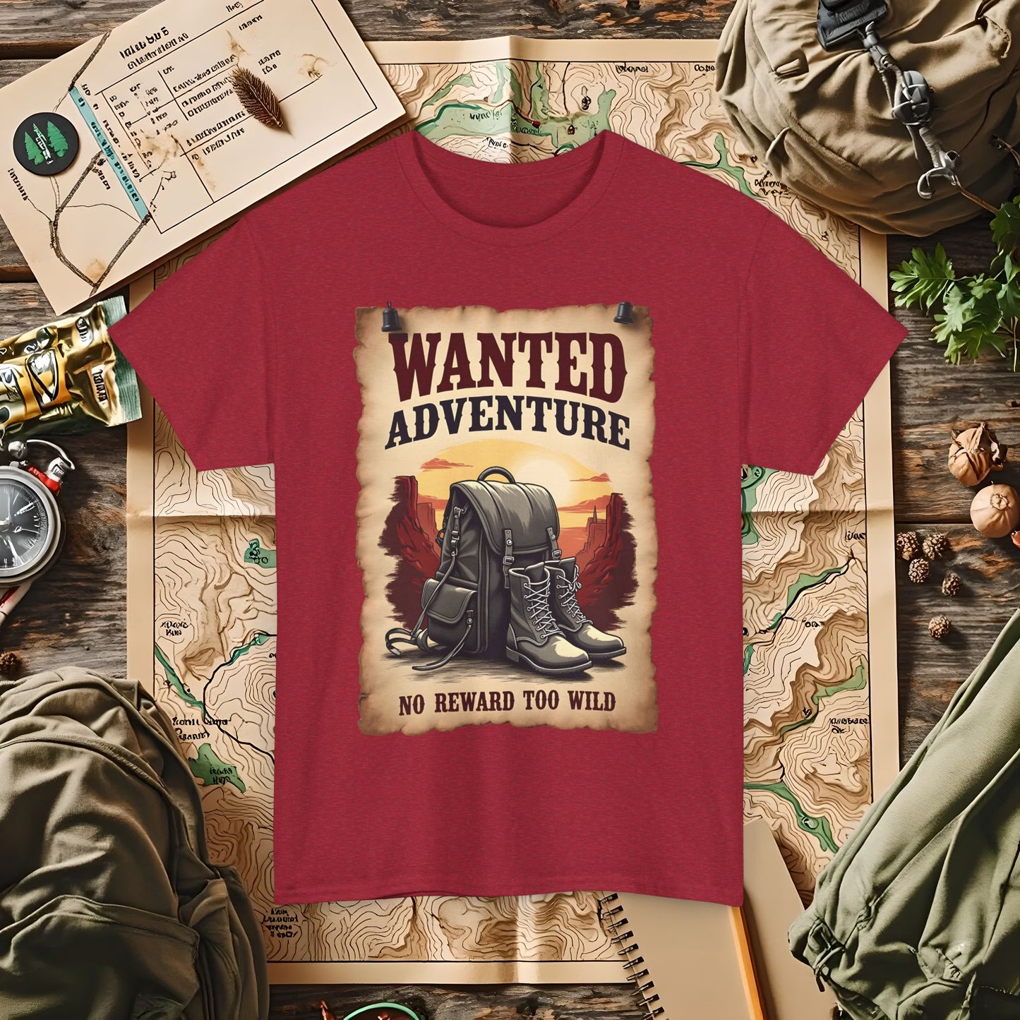 Wanted Adventure, No Reward too Wild, Outdoor Adventure T-Shirts | Camping, Hiking, Rafting & Kayaking Tees for Nature Lovers