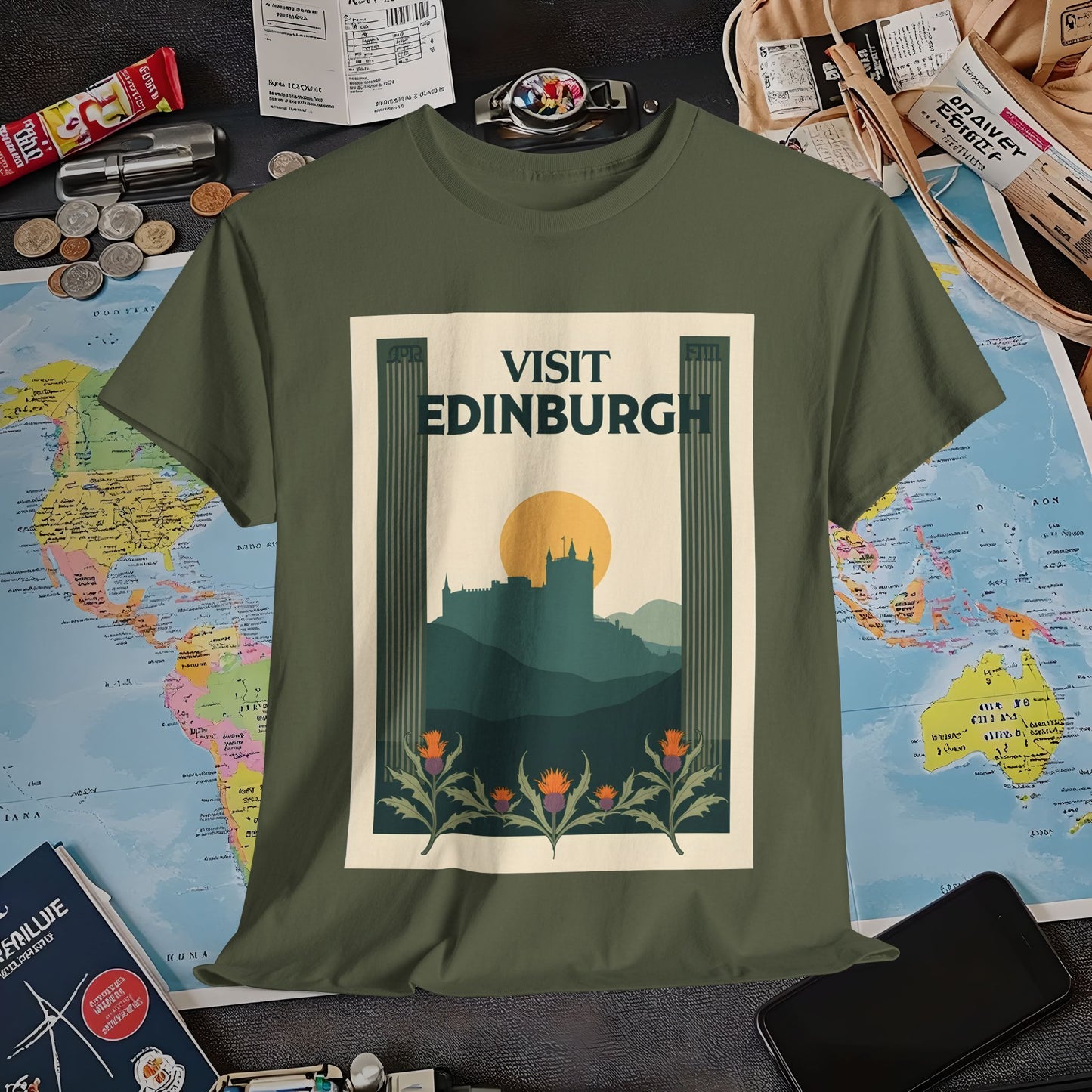 Edinburgh Poster Air Travel T-Shirts | Jetsetter, Airport, and International Flight Tees