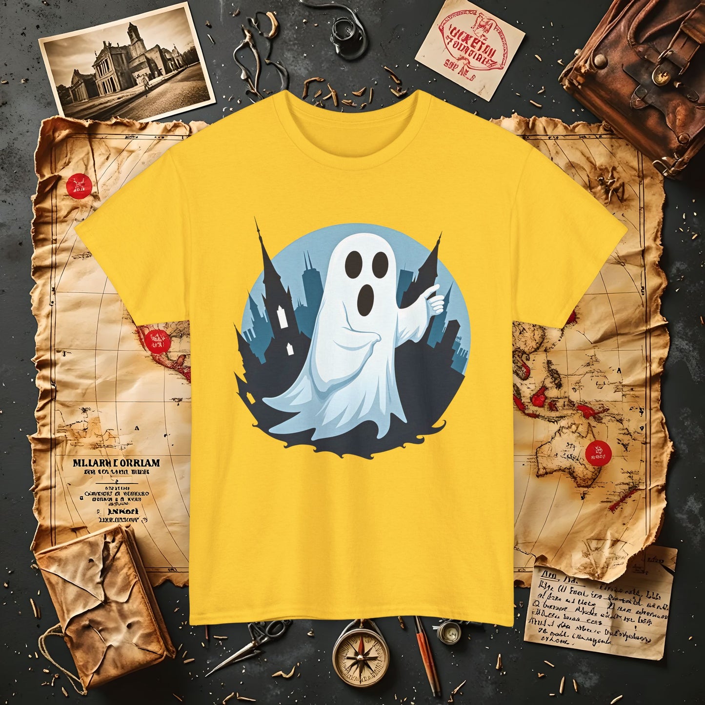 Ghostly Guide True Dark Tourism T-Shirts | Hauntingly Cool Travel Tees for the Morbidly Curious