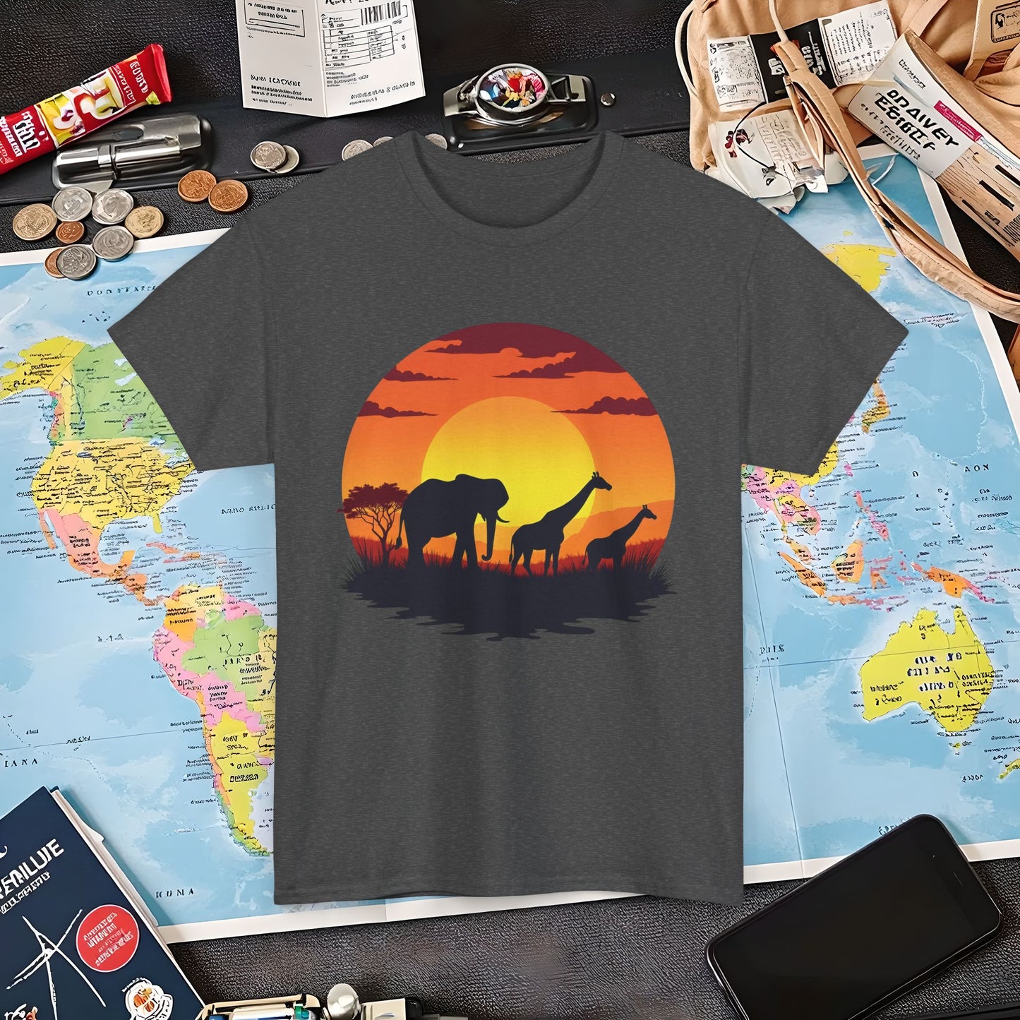 Savanna Silhouettes Air Travel T-Shirts | Jetsetter, Airport, and International Flight Tees