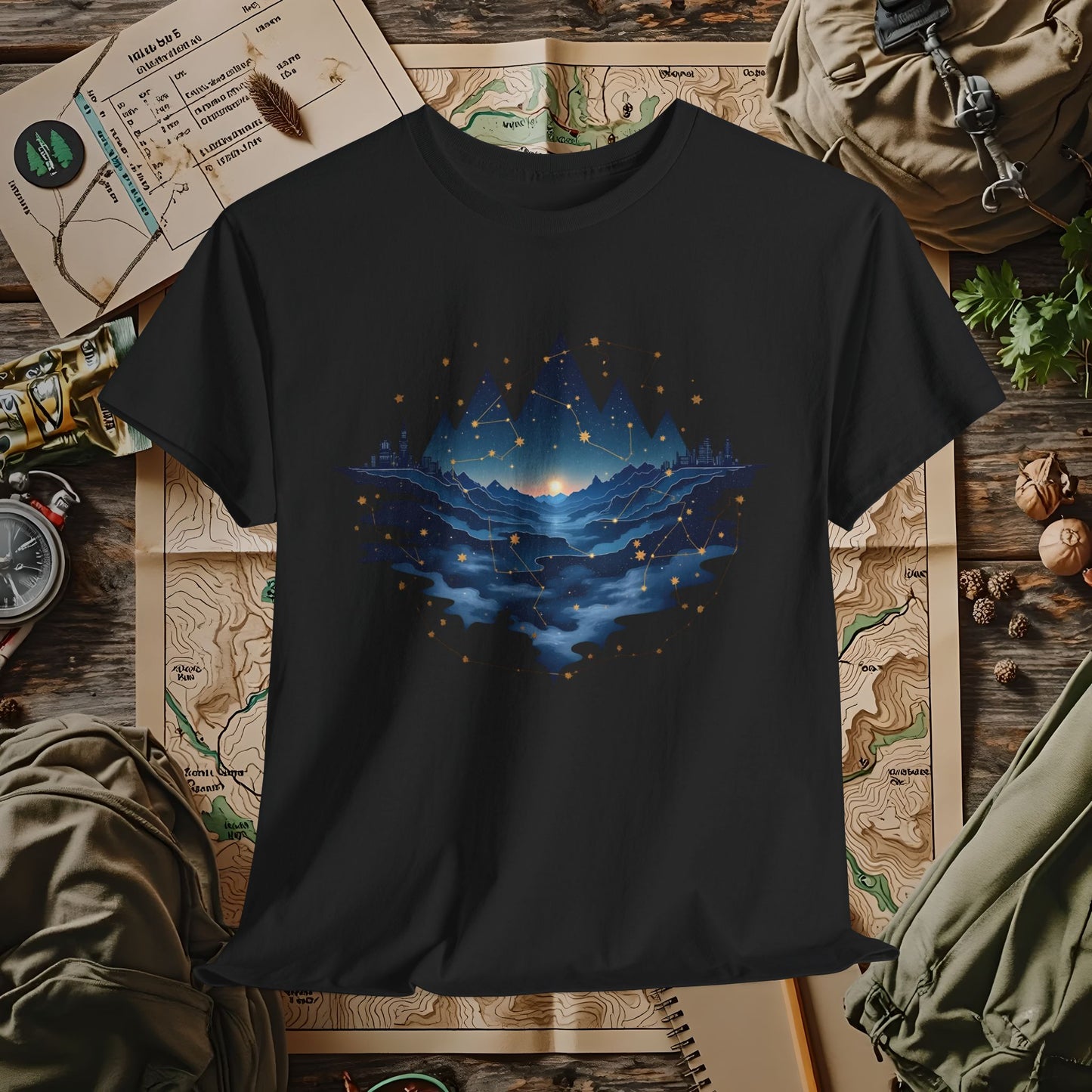 Celestial Landscapes Outdoor Adventure T-Shirts | Camping, Hiking, Rafting & Kayaking Tees for Nature Lovers