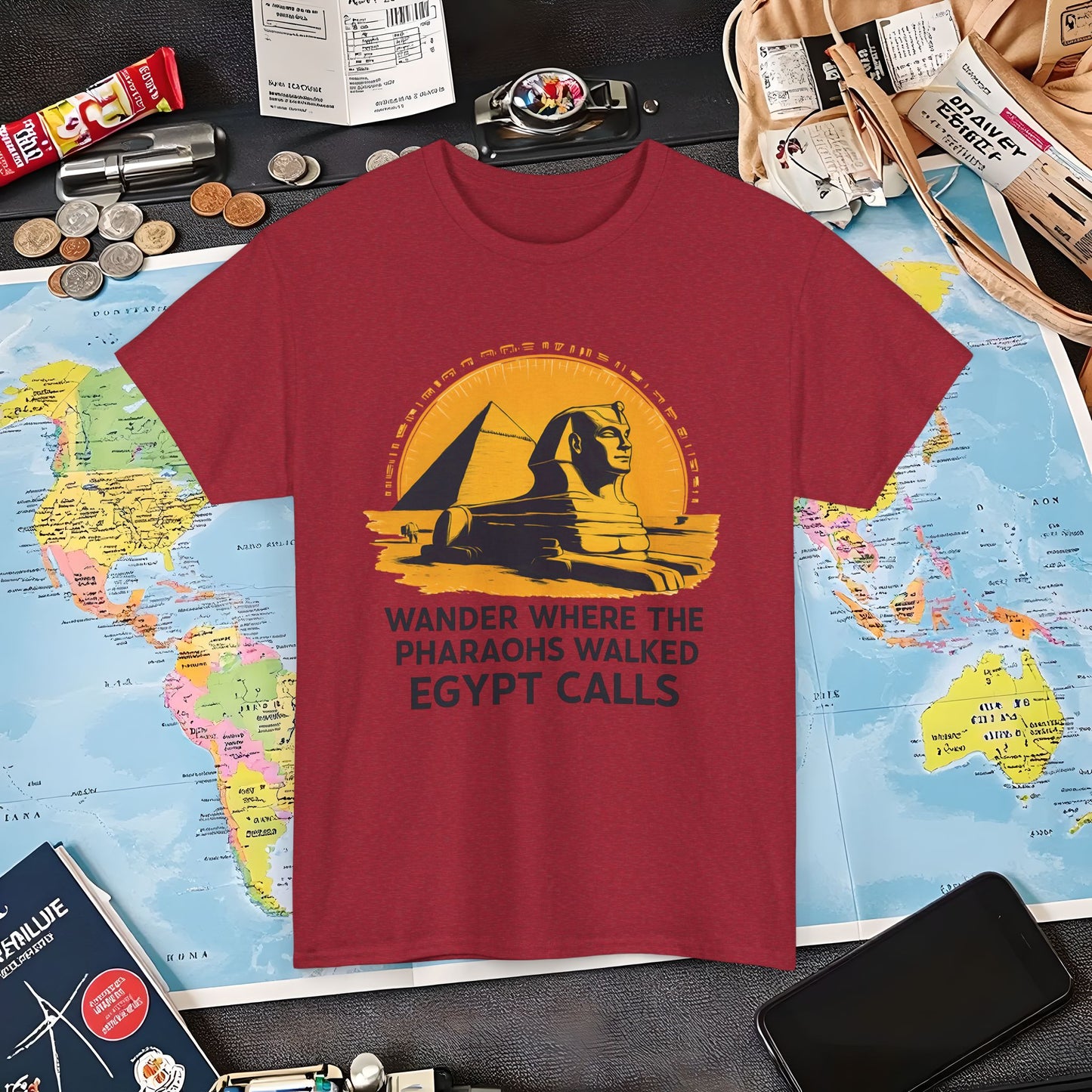 Wander Where Pharaohs Walked T-Shirt – Egypt Adventure Design Air Travel T-Shirts | Jetsetter, Airport, and International Flight Tees