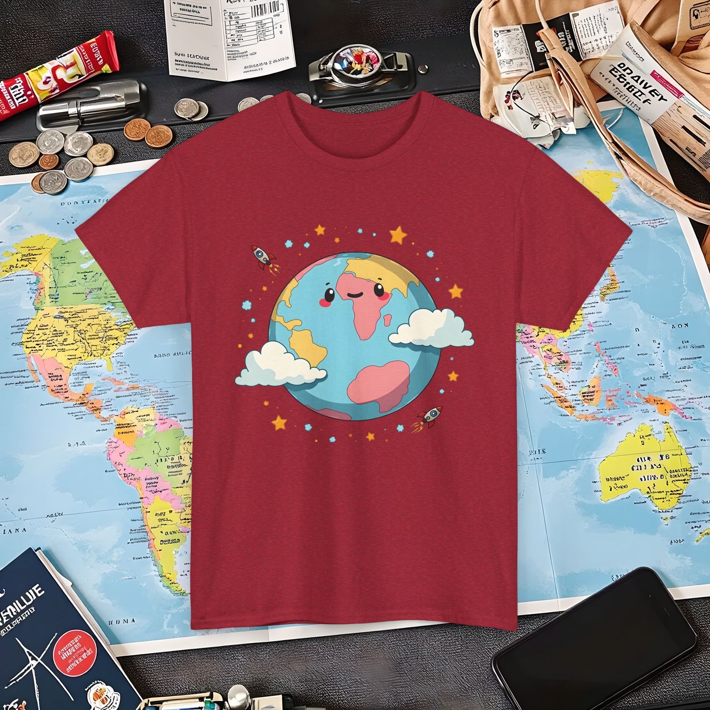 Kawaii Globe Air Travel T-Shirts | Jetsetter, Airport, and International Flight Tees