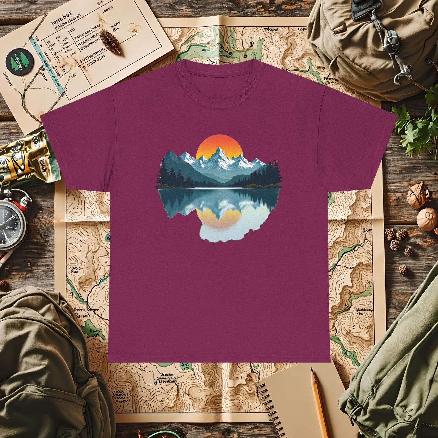 Mountain Reflection Outdoor Adventure T-Shirts | Camping, Hiking, Rafting & Kayaking Tees for Nature Lovers