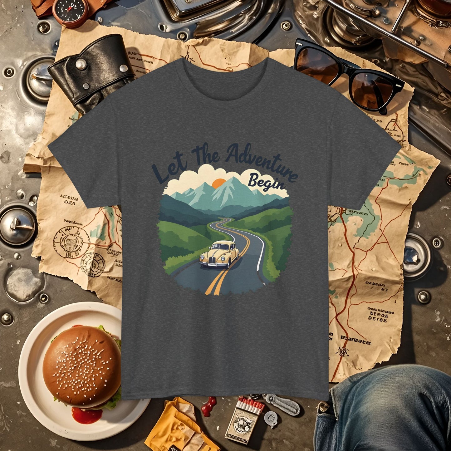 Adventure Awaits Road Trip & Vehicle Travel T-Shirts | Car, RV, and Motorcycle Adventure Tees
