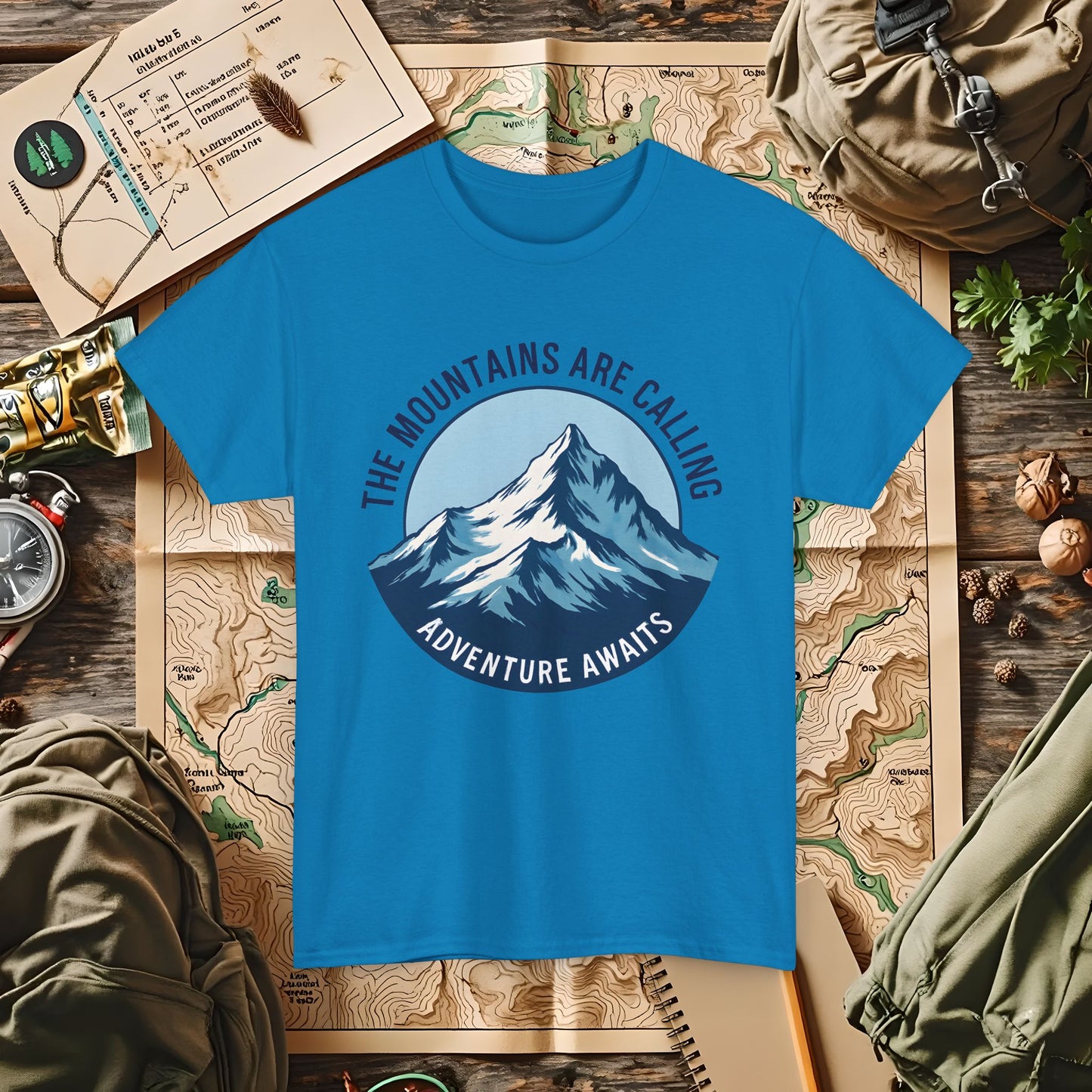 The Mountains Are Calling, Adventure Awaits Outdoor Adventure T-Shirts | Camping, Hiking, Rafting & Kayaking Tees for Nature Lovers