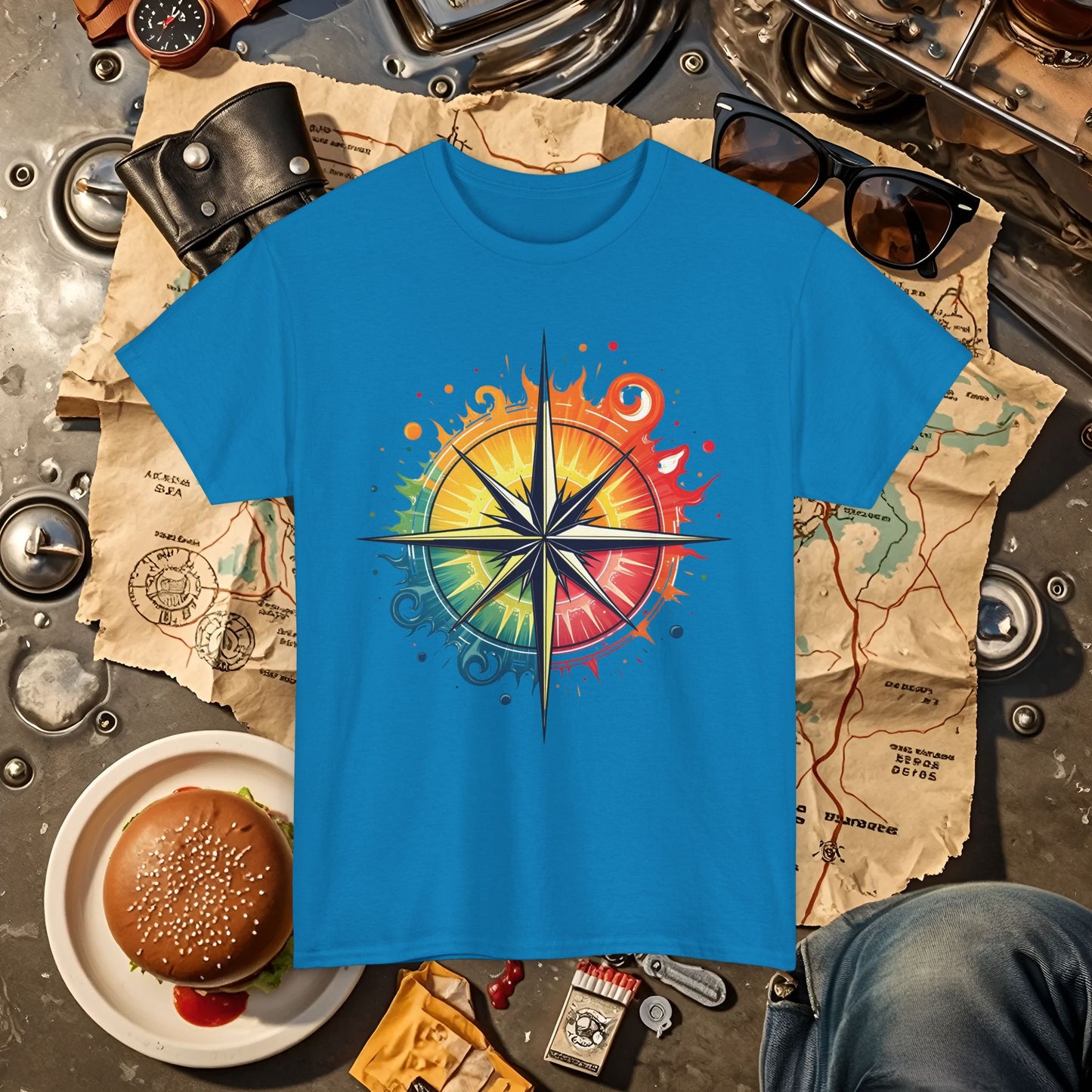 Psychedelic Compass Road Trip & Vehicle Travel T-Shirts | Car, RV, and Motorcycle Adventure Tees