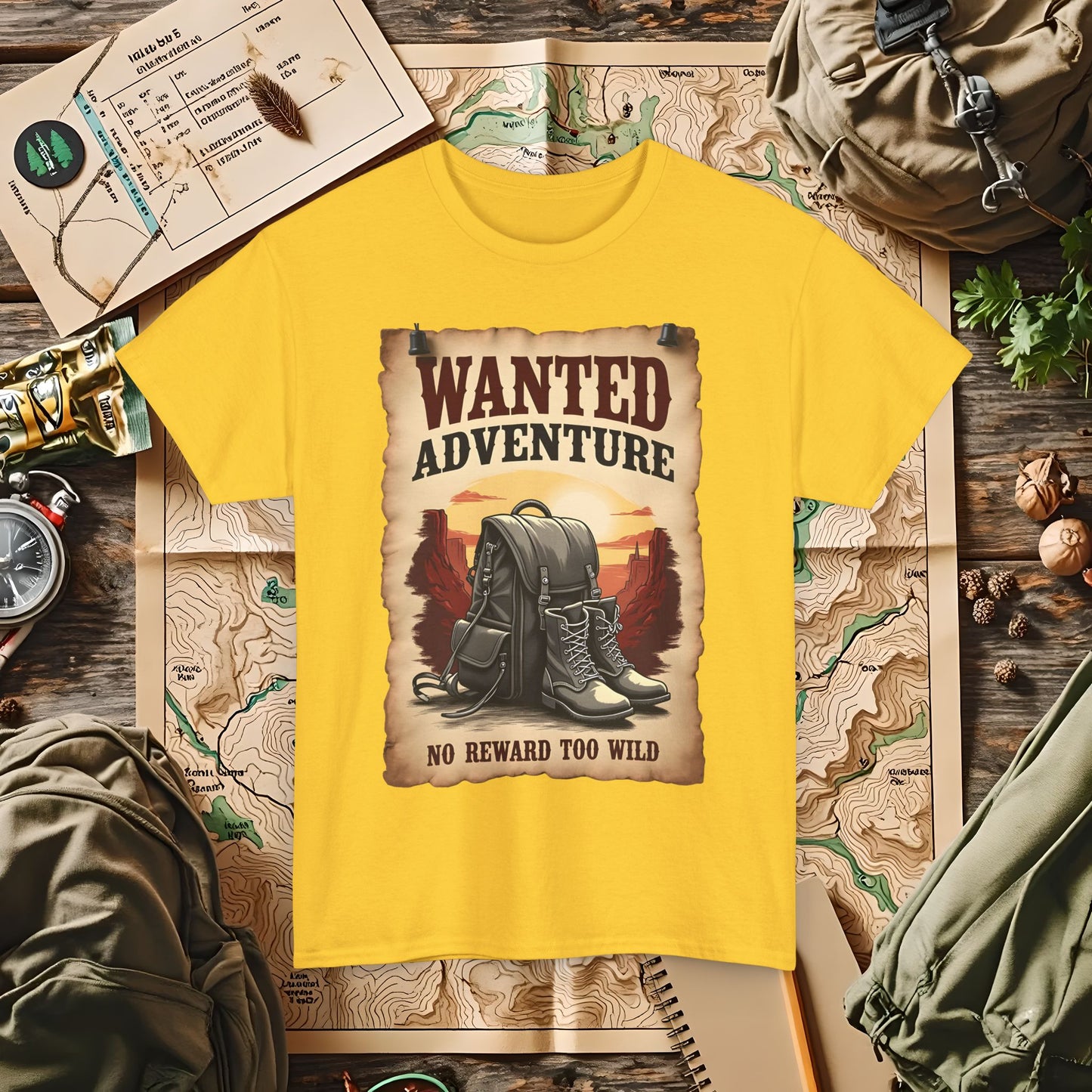 Wanted Adventure, No Reward too Wild, Outdoor Adventure T-Shirts | Camping, Hiking, Rafting & Kayaking Tees for Nature Lovers