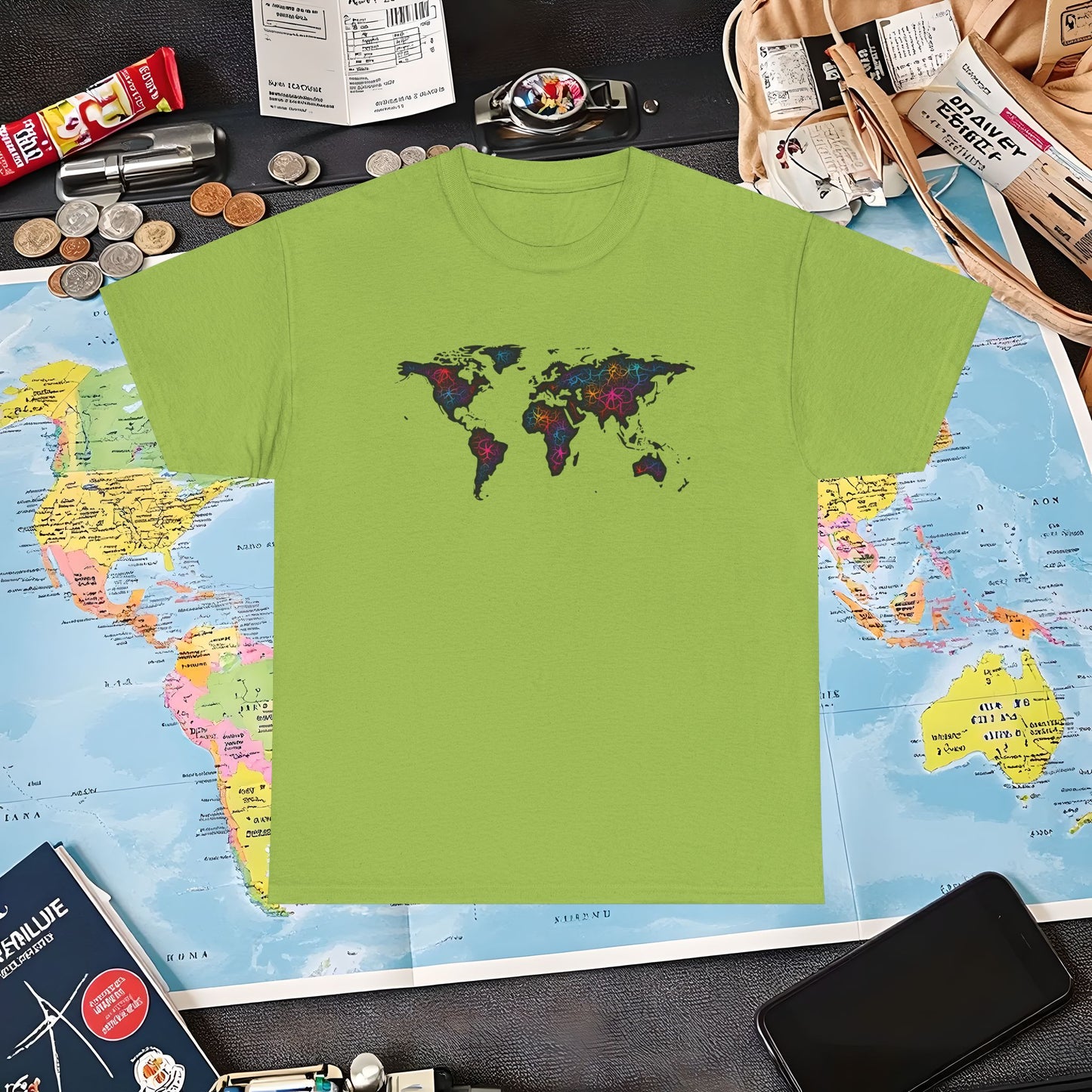 Psychedelic Atlas Air Travel T-Shirts | Jetsetter, Airport, and International Flight Tees