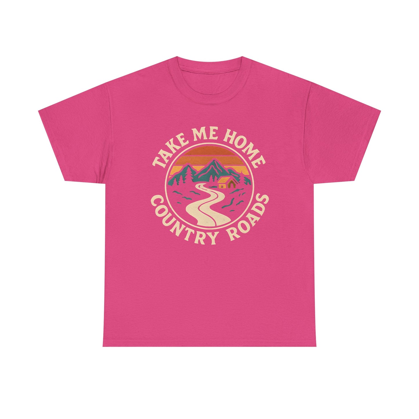 Take Me Home Country Roads T-Shirt – Retro Mountain Road to Cozy Cabin Design Road Trip & Vehicle Travel T-Shirts | Car, RV, and Motorcycle Adventure Tees