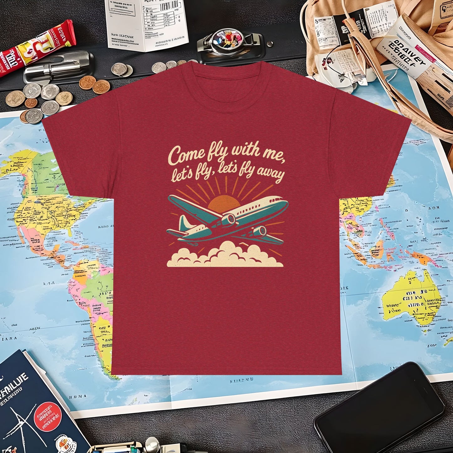 Come Fly With Me T-Shirt – Vintage Skybound Adventure with Retro Airplane DesignAir Travel T-Shirts | Jetsetter, Airport, and International Flight Tees