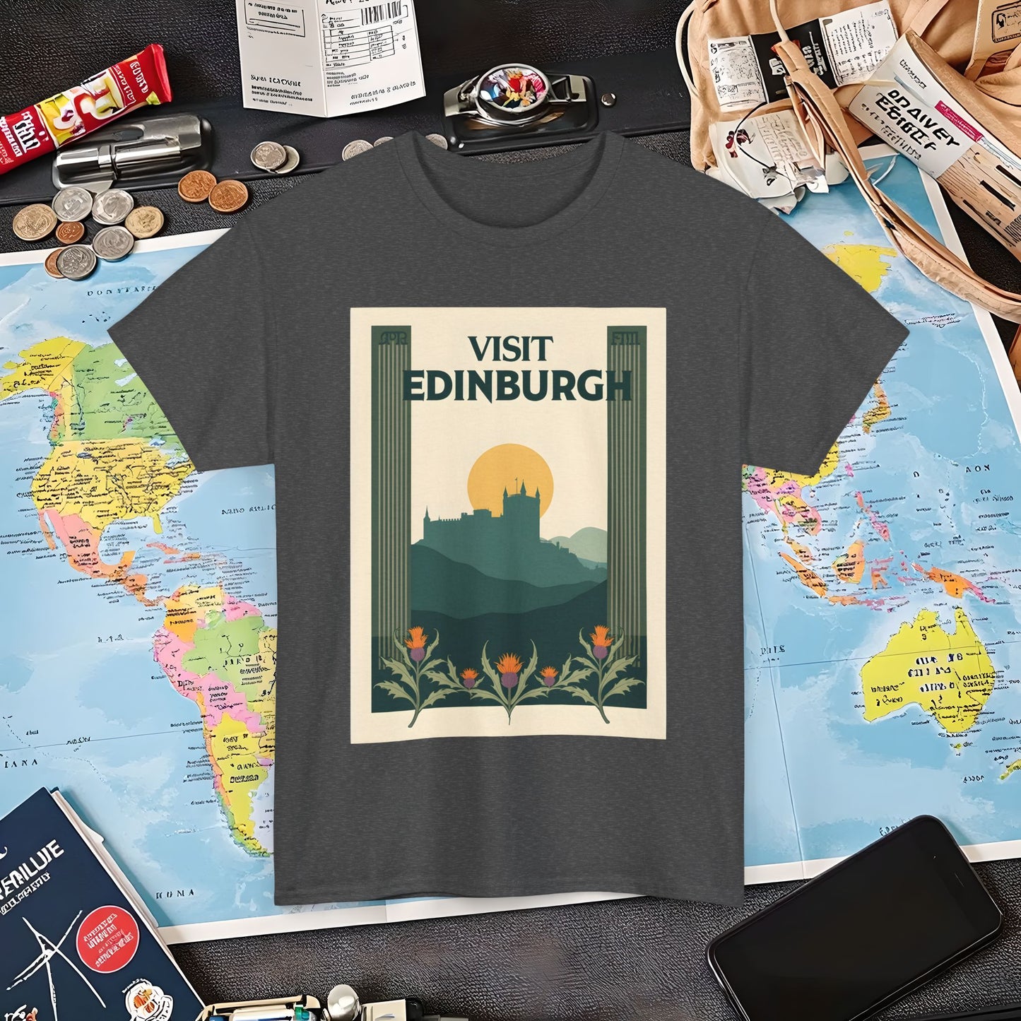 Edinburgh Poster Air Travel T-Shirts | Jetsetter, Airport, and International Flight Tees