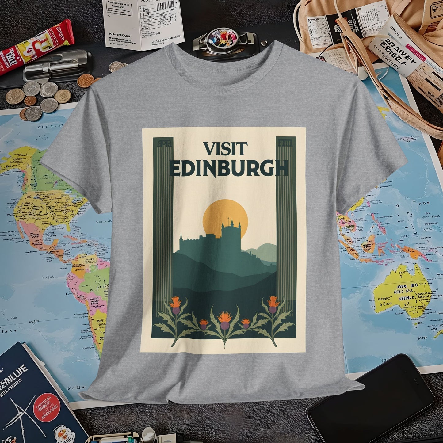 Edinburgh Poster Air Travel T-Shirts | Jetsetter, Airport, and International Flight Tees