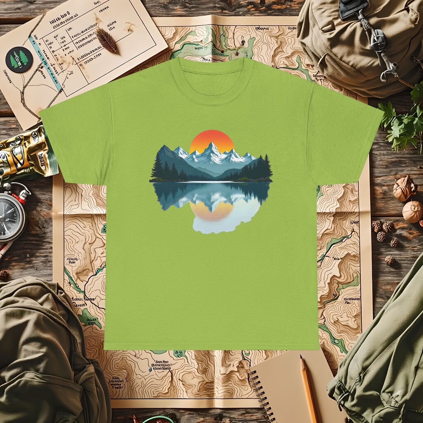 Mountain Reflection Outdoor Adventure T-Shirts | Camping, Hiking, Rafting & Kayaking Tees for Nature Lovers