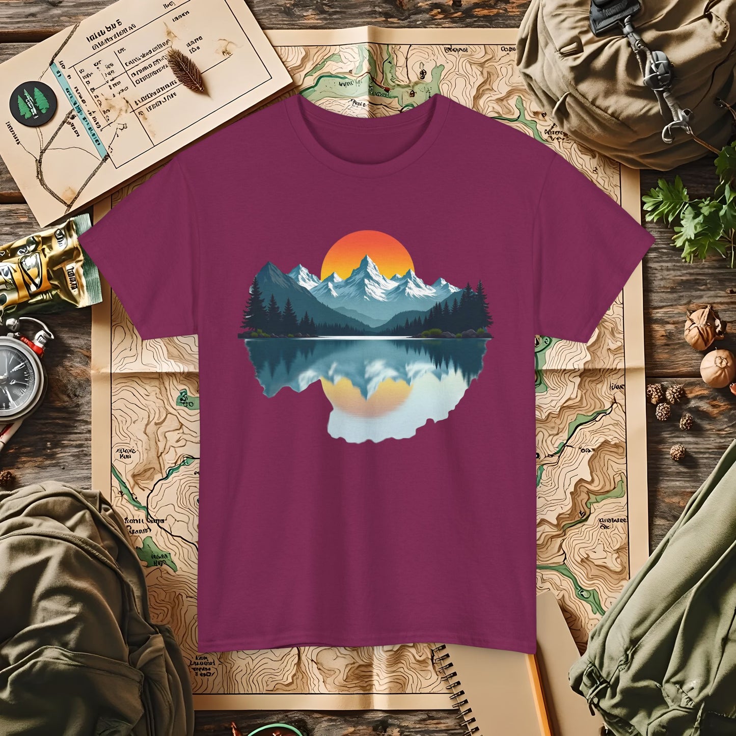 Mountain Reflection Outdoor Adventure T-Shirts | Camping, Hiking, Rafting & Kayaking Tees for Nature Lovers