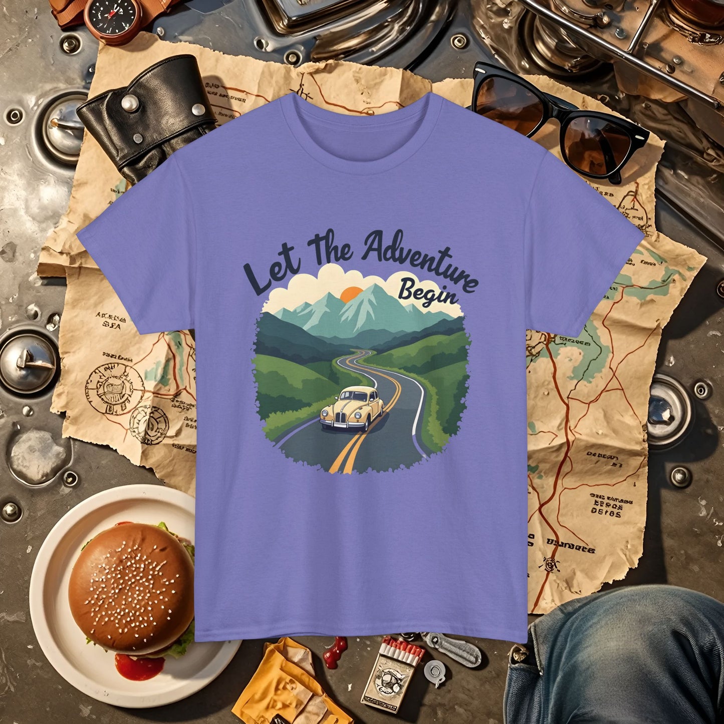 Adventure Awaits Road Trip & Vehicle Travel T-Shirts | Car, RV, and Motorcycle Adventure Tees