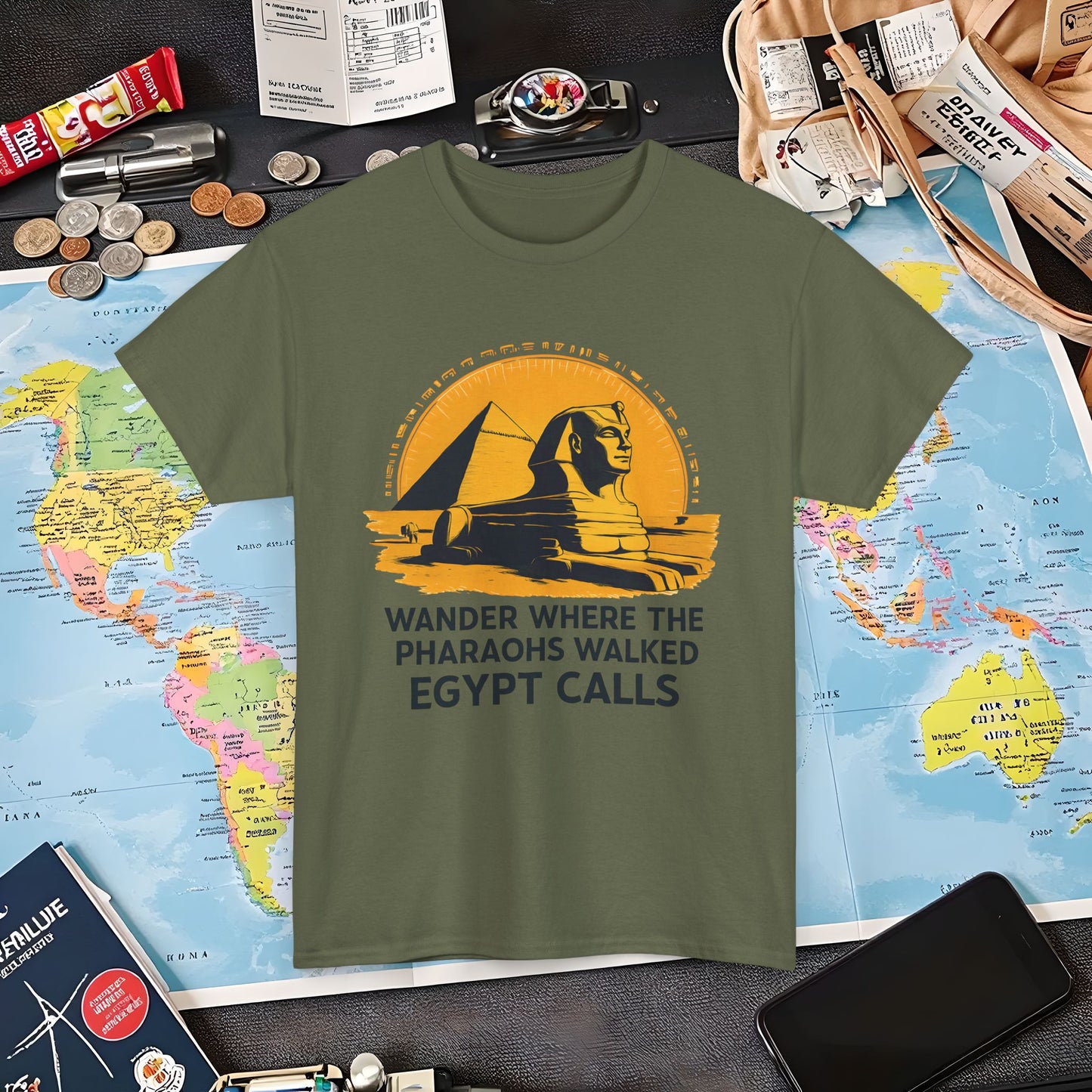 Wander Where Pharaohs Walked T-Shirt – Egypt Adventure Design Air Travel T-Shirts | Jetsetter, Airport, and International Flight Tees