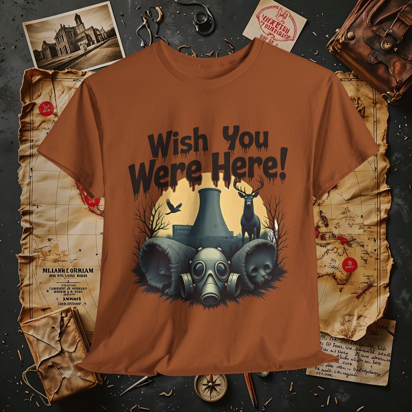 Spooky Vibes Tee - "Wish You Were Here!" Halloween T-Shirt, Unisex Tee, Ghost Graphic Tee, Halloween Gift, Casual Wear