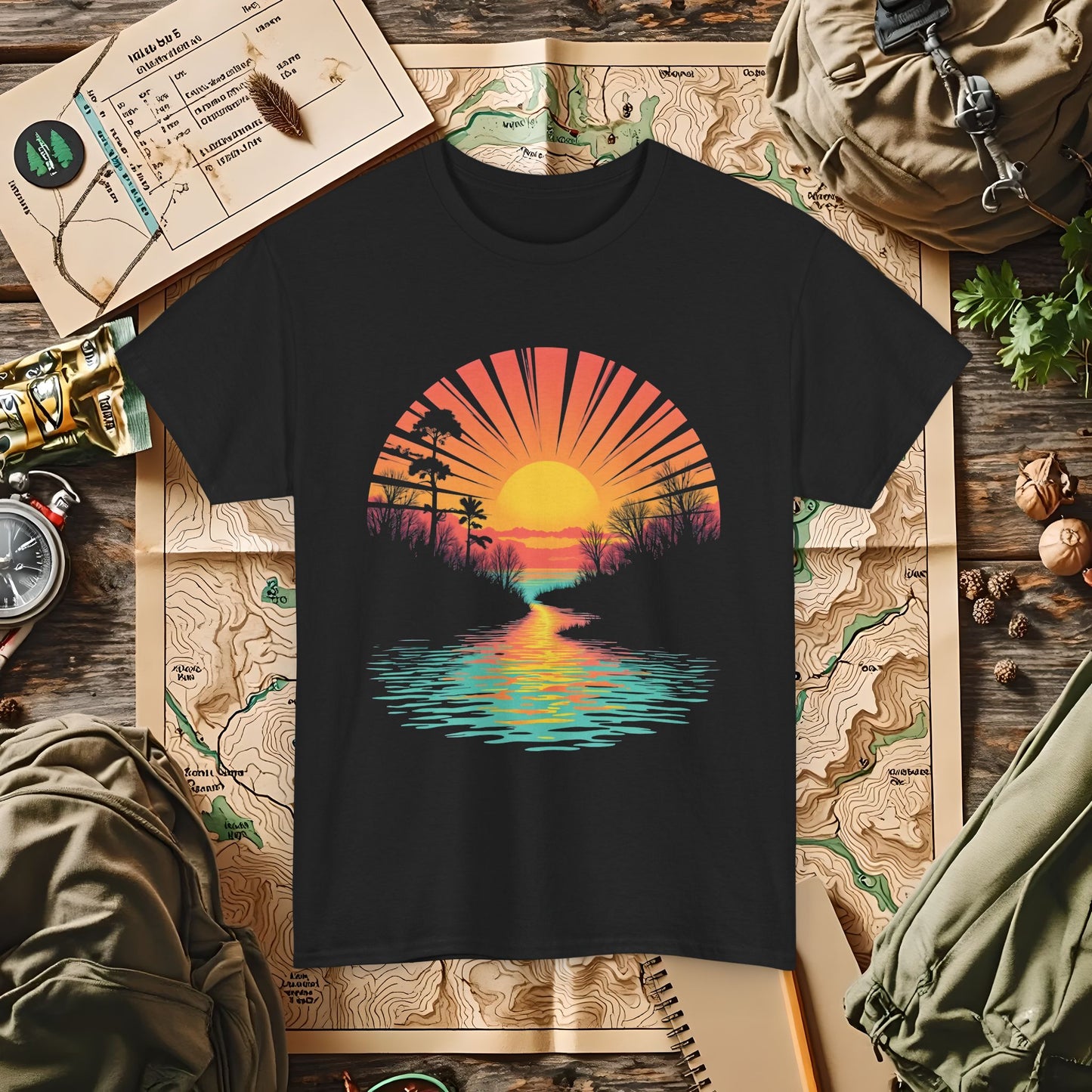 Quirky Sunset Outdoor Adventure T-Shirts | Camping, Hiking, Rafting & Kayaking Tees for Nature Lovers