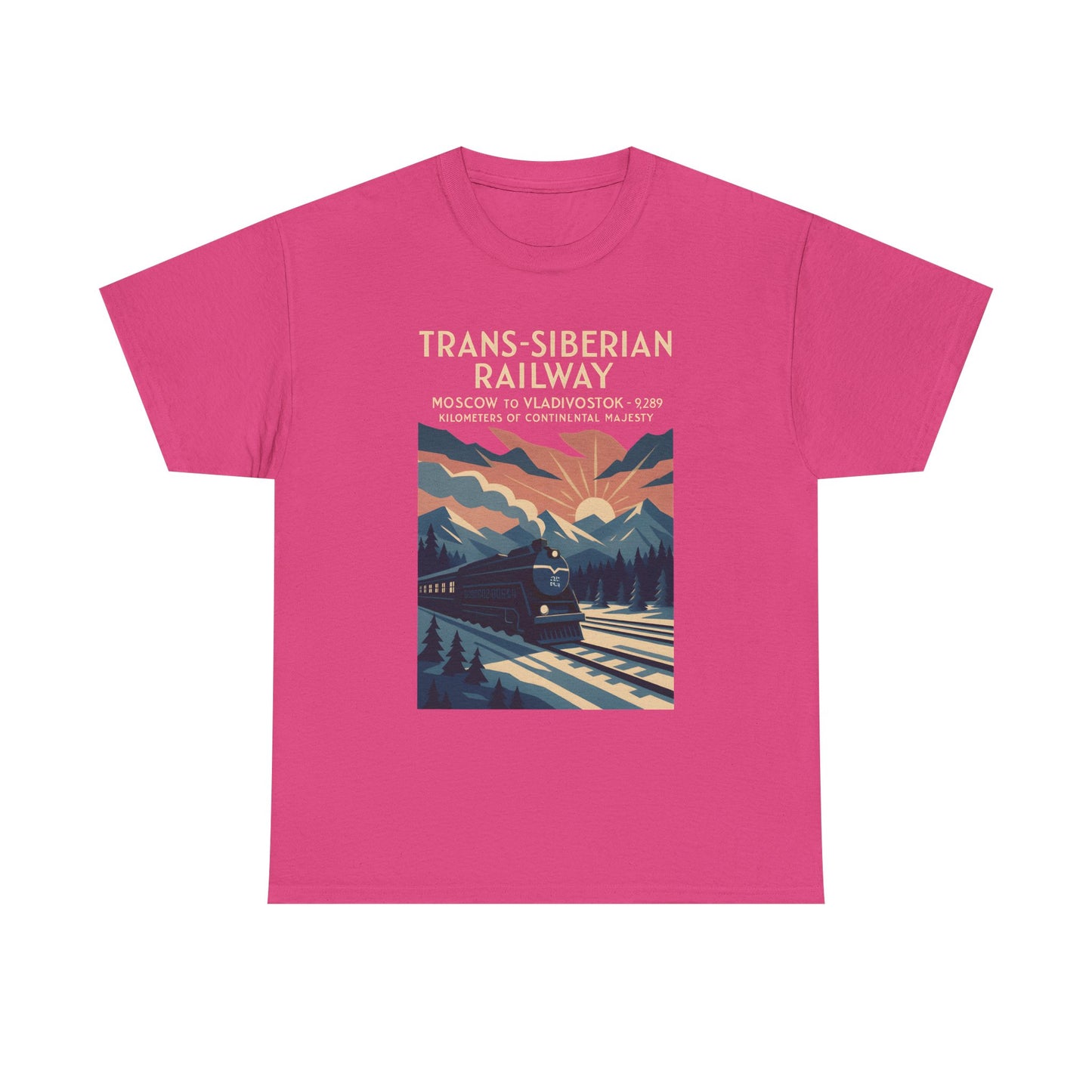 Trans-Siberian Twilight – Art Deco Russian Train Journey Tee Road Trip & Vehicle Travel T-Shirts | Car, RV, and Motorcycle Adventure Tees