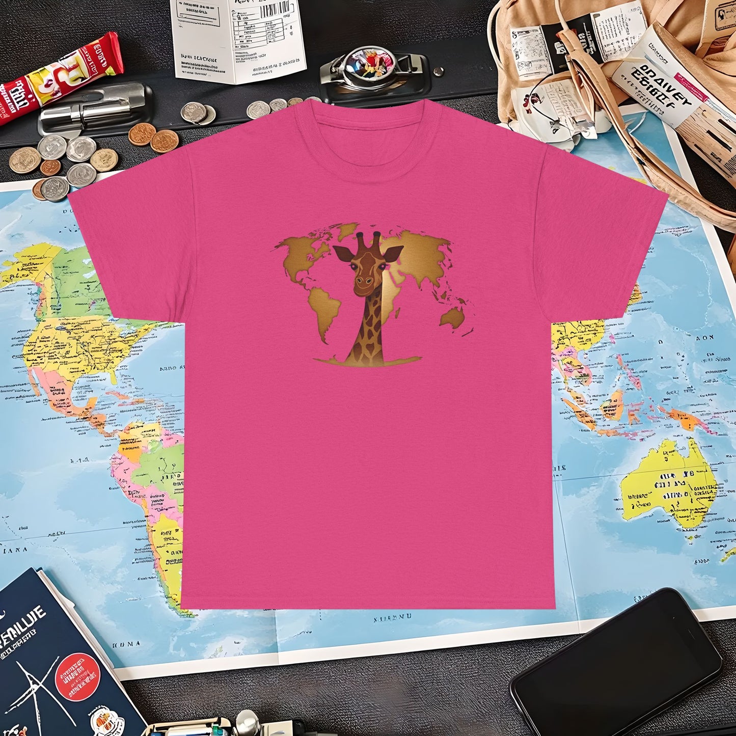 Giraffe Globe Air Travel T-Shirts | Jetsetter, Airport, and International Flight Tees
