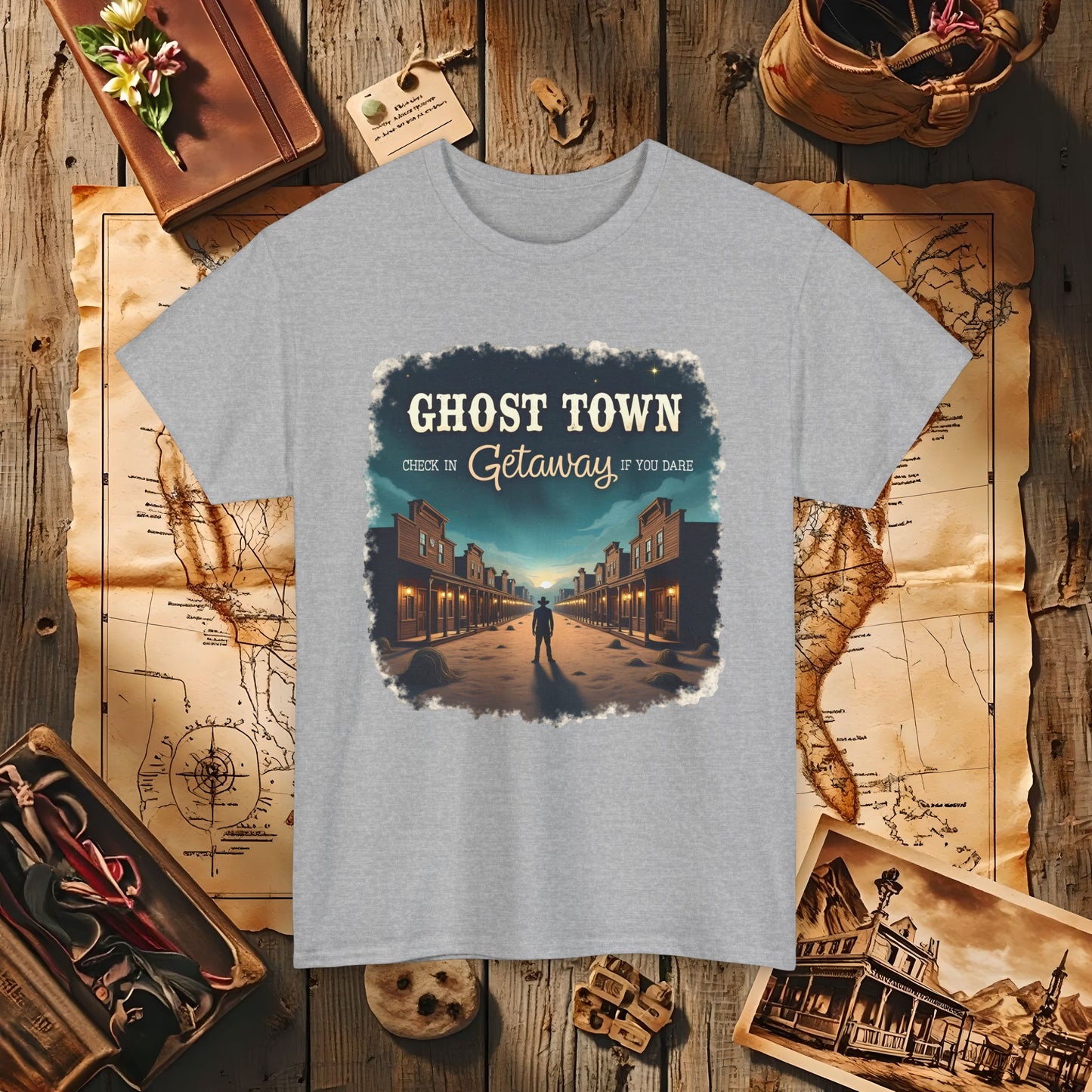 Ghost Town Getaway Western Travel T-Shirts | Desert, Ghost Town, and Cowboy-Inspired Adventure Tees
