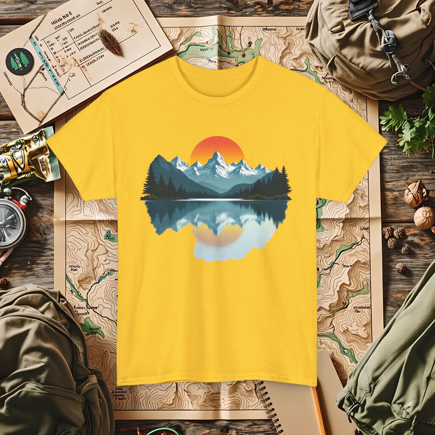 Mountain Reflection Outdoor Adventure T-Shirts | Camping, Hiking, Rafting & Kayaking Tees for Nature Lovers