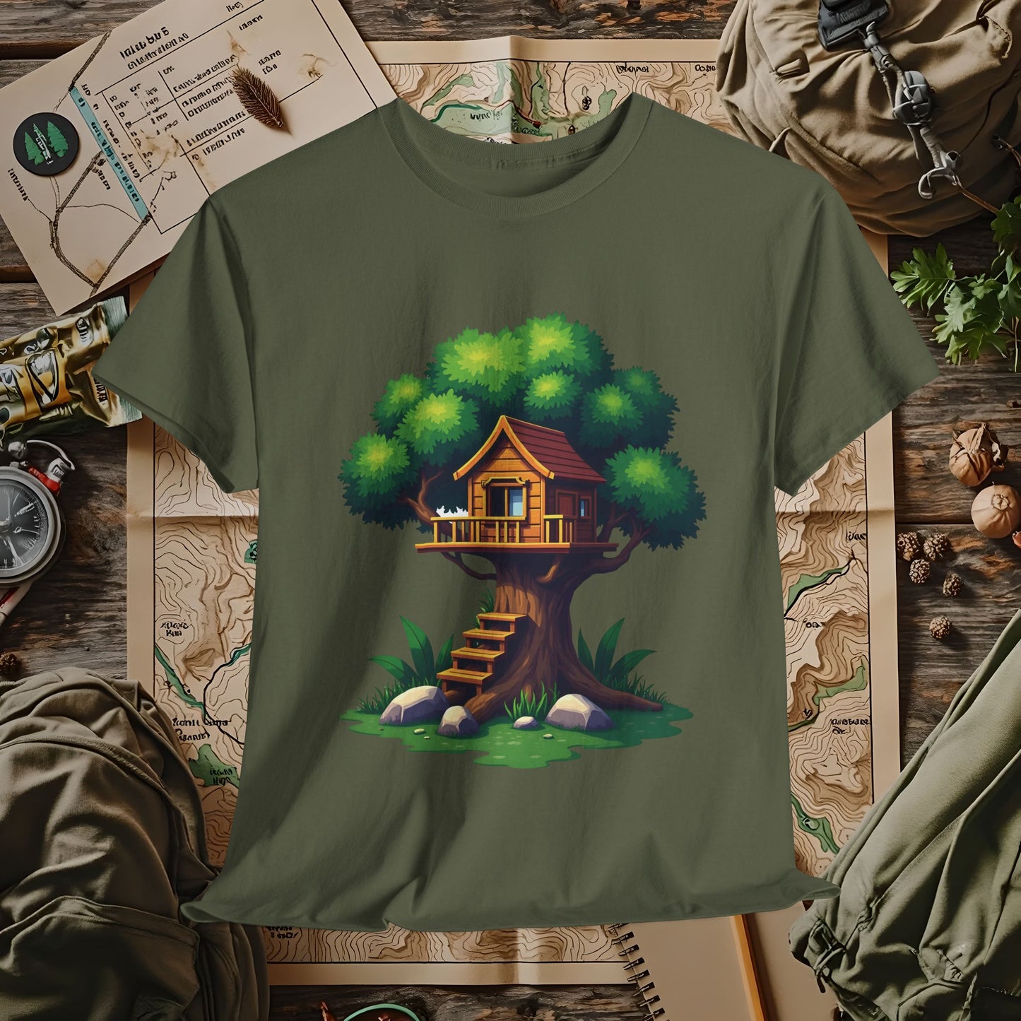 Pixel Treehouse Outdoor Adventure T-Shirts | Camping, Hiking, Rafting & Kayaking Tees for Nature Lovers