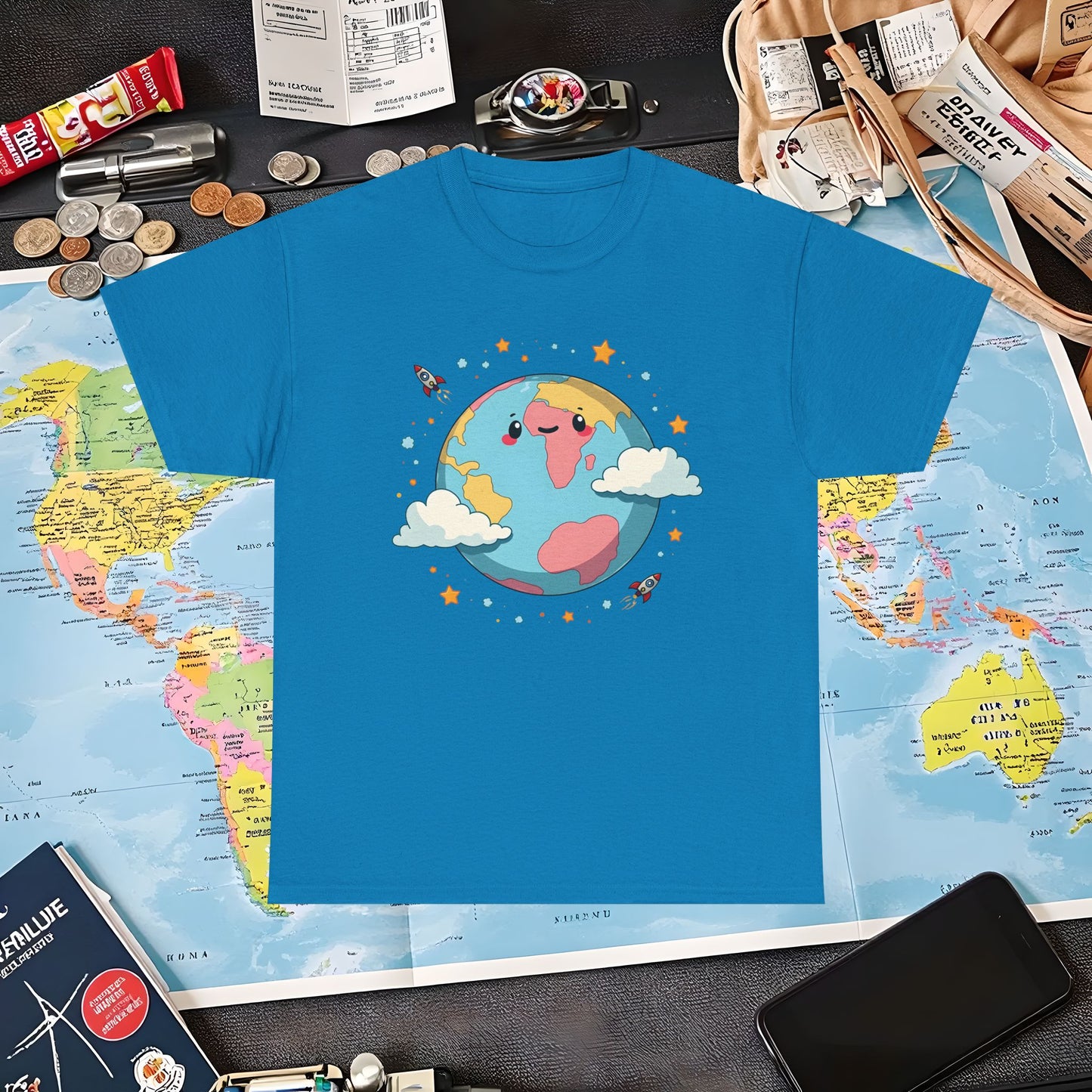 Kawaii Globe Air Travel T-Shirts | Jetsetter, Airport, and International Flight Tees