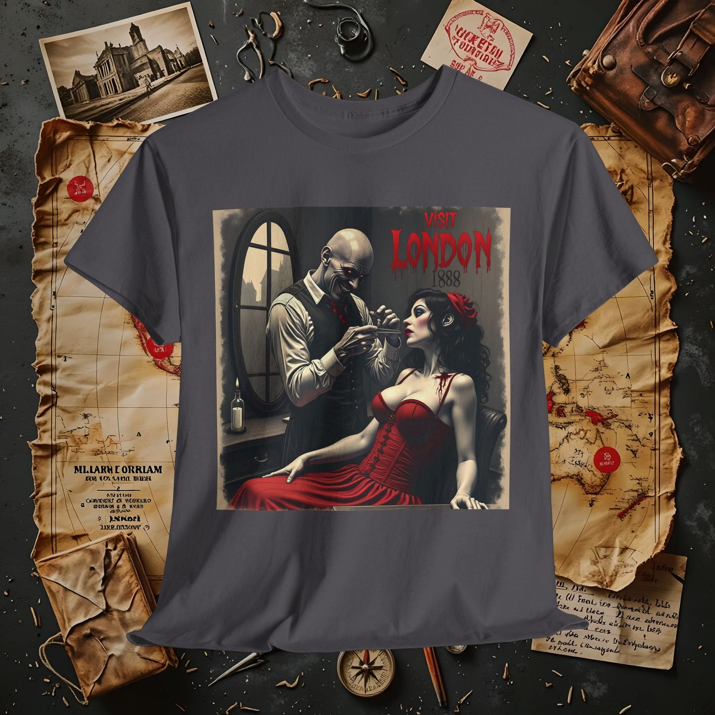 Gothic Barber T-Shirt – Jack the Ripper Era Horror in 1888 London