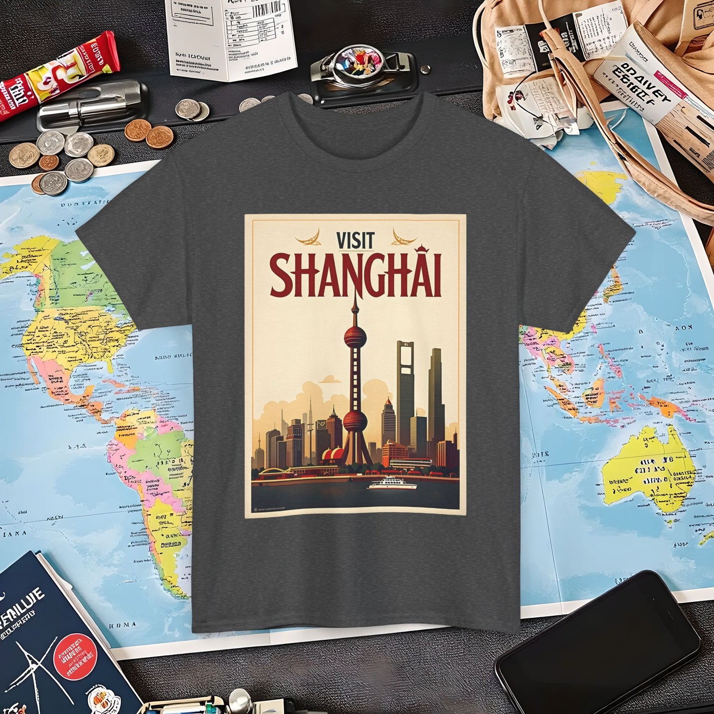 Shanghai Elegance Air Travel T-Shirts | Jetsetter, Airport, and International Flight Tees