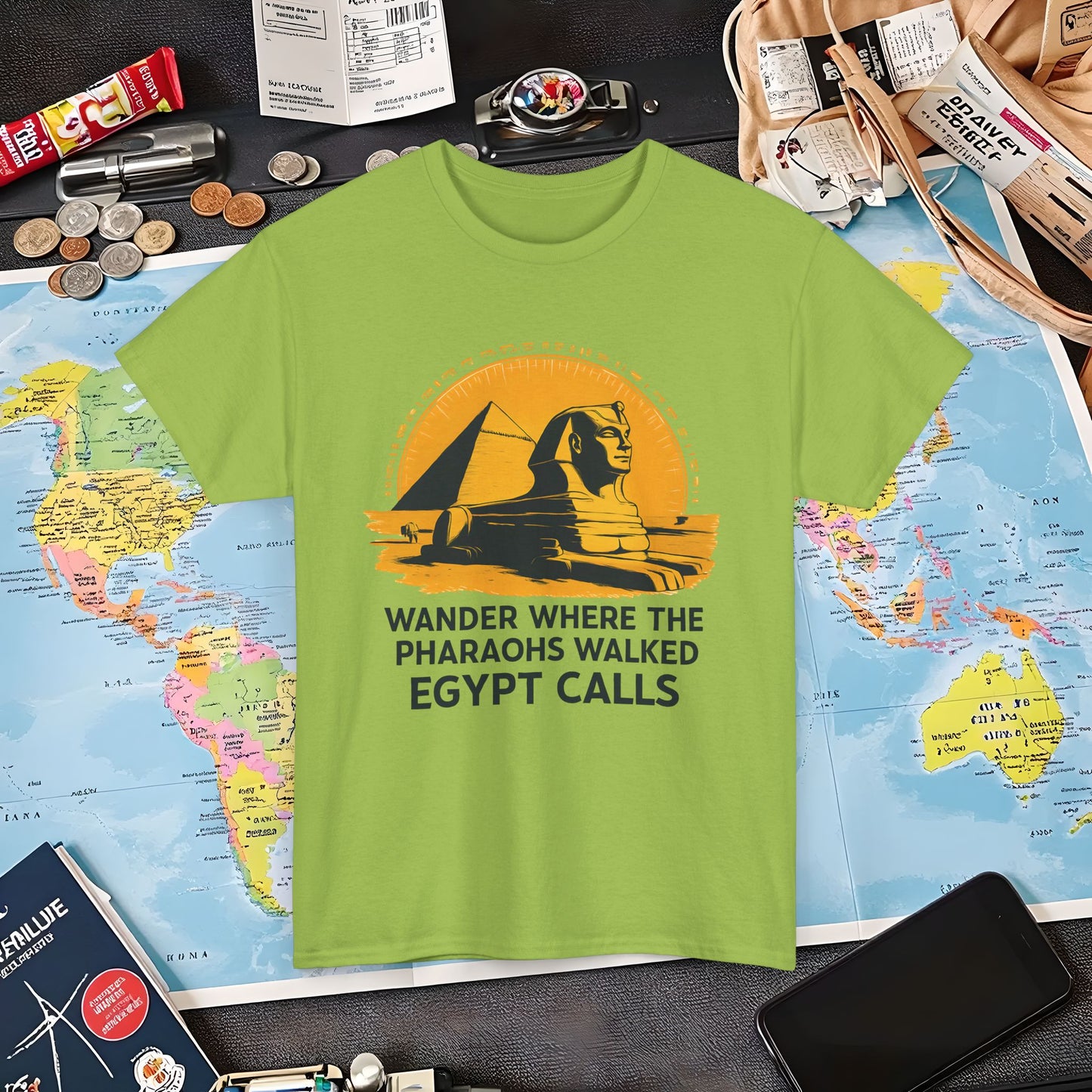 Wander Where Pharaohs Walked T-Shirt – Egypt Adventure Design Air Travel T-Shirts | Jetsetter, Airport, and International Flight Tees