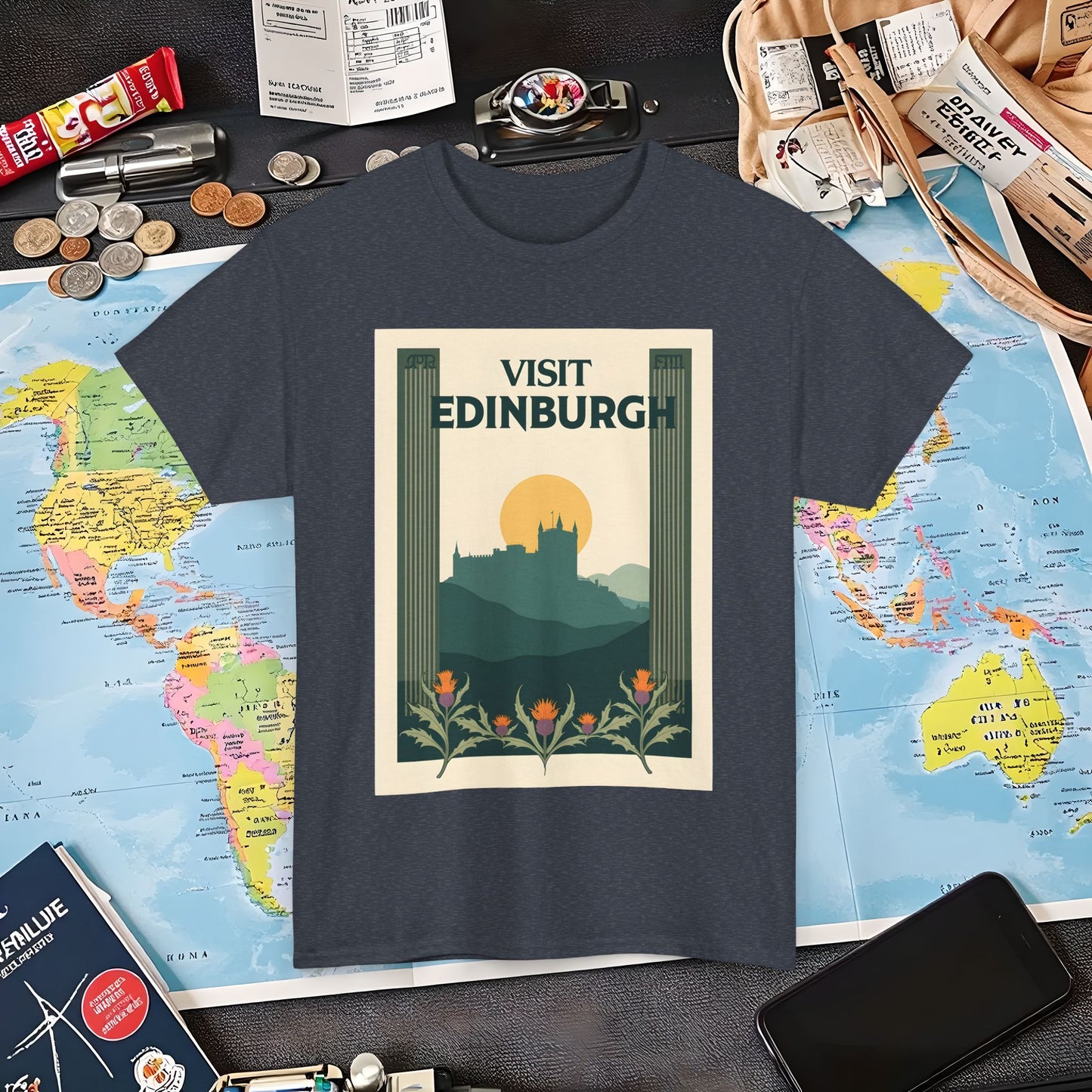 Edinburgh Poster Air Travel T-Shirts | Jetsetter, Airport, and International Flight Tees