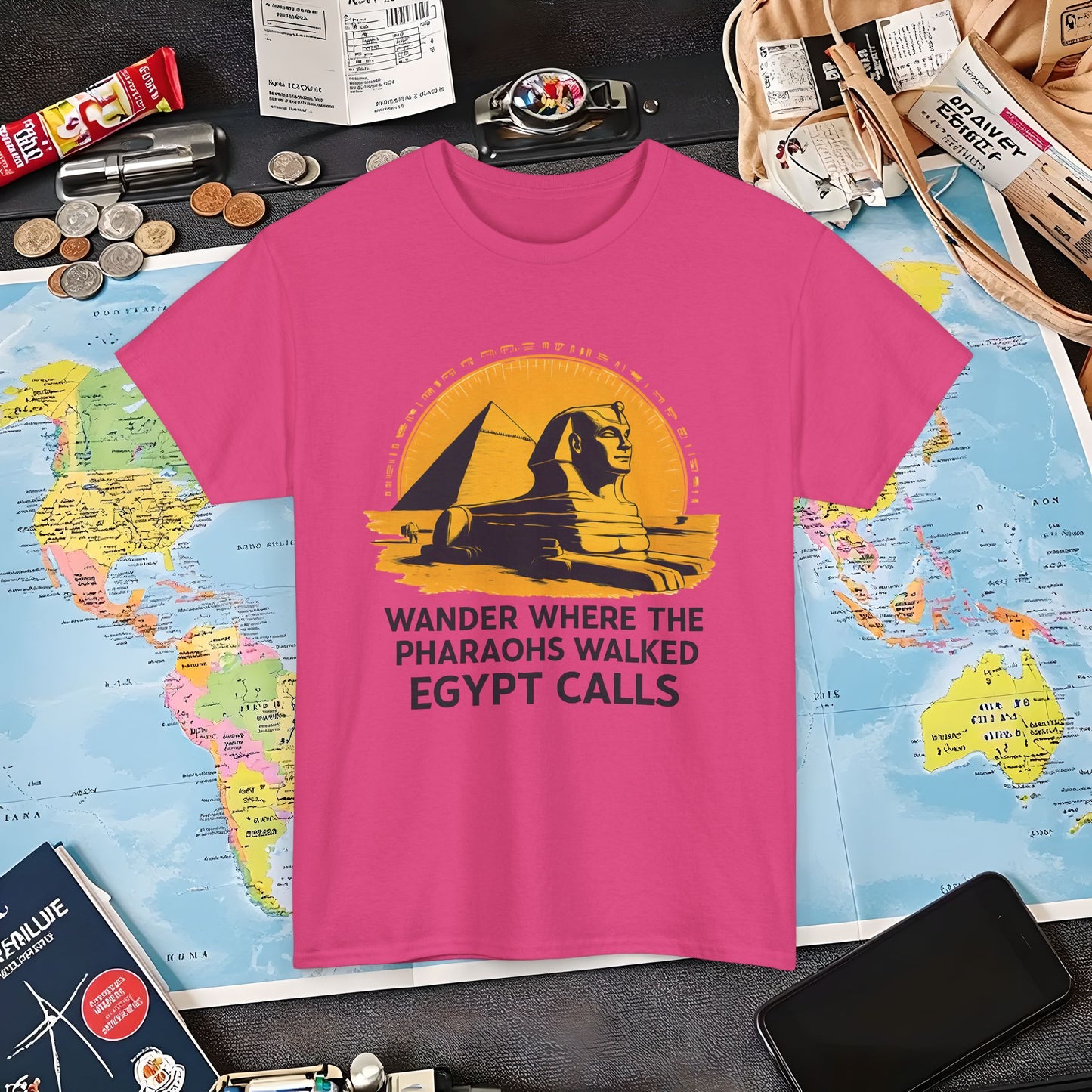 Wander Where Pharaohs Walked T-Shirt – Egypt Adventure Design Air Travel T-Shirts | Jetsetter, Airport, and International Flight Tees