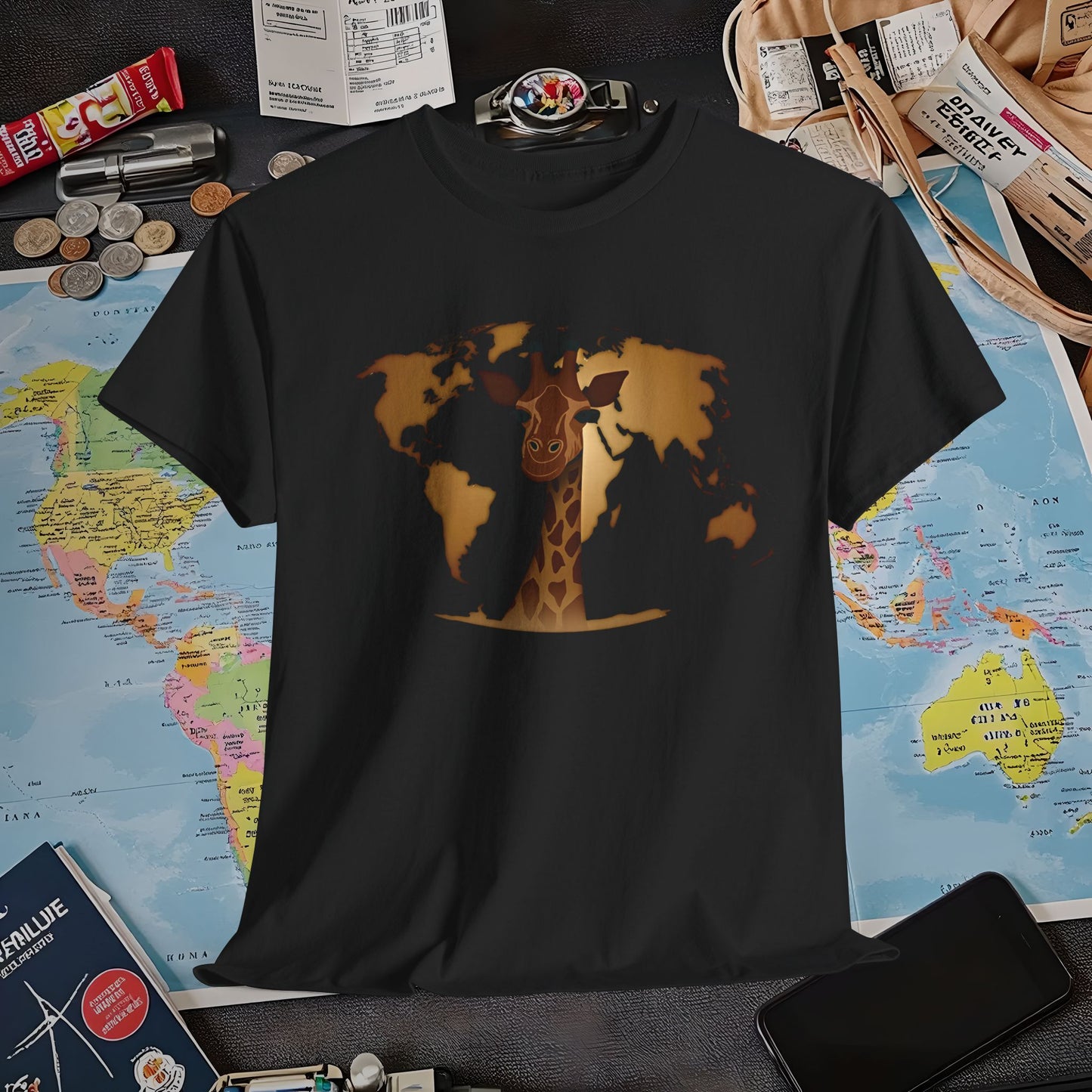 Giraffe Globe Air Travel T-Shirts | Jetsetter, Airport, and International Flight Tees