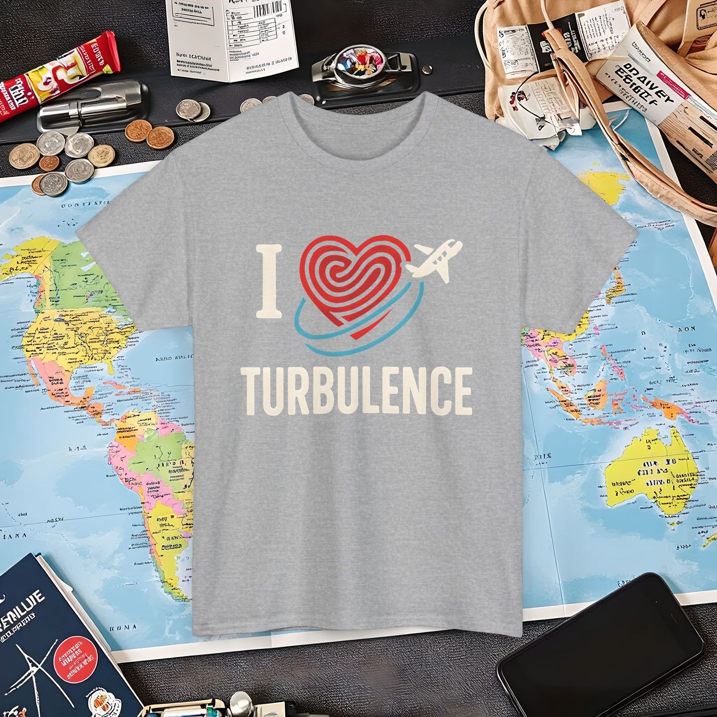 I ♥ Turbulence – Funny Aviation Graphic Tee for Pilots & Frequent Flyers Air Travel T-Shirts | Jetsetter, Airport, and International Flight Tees