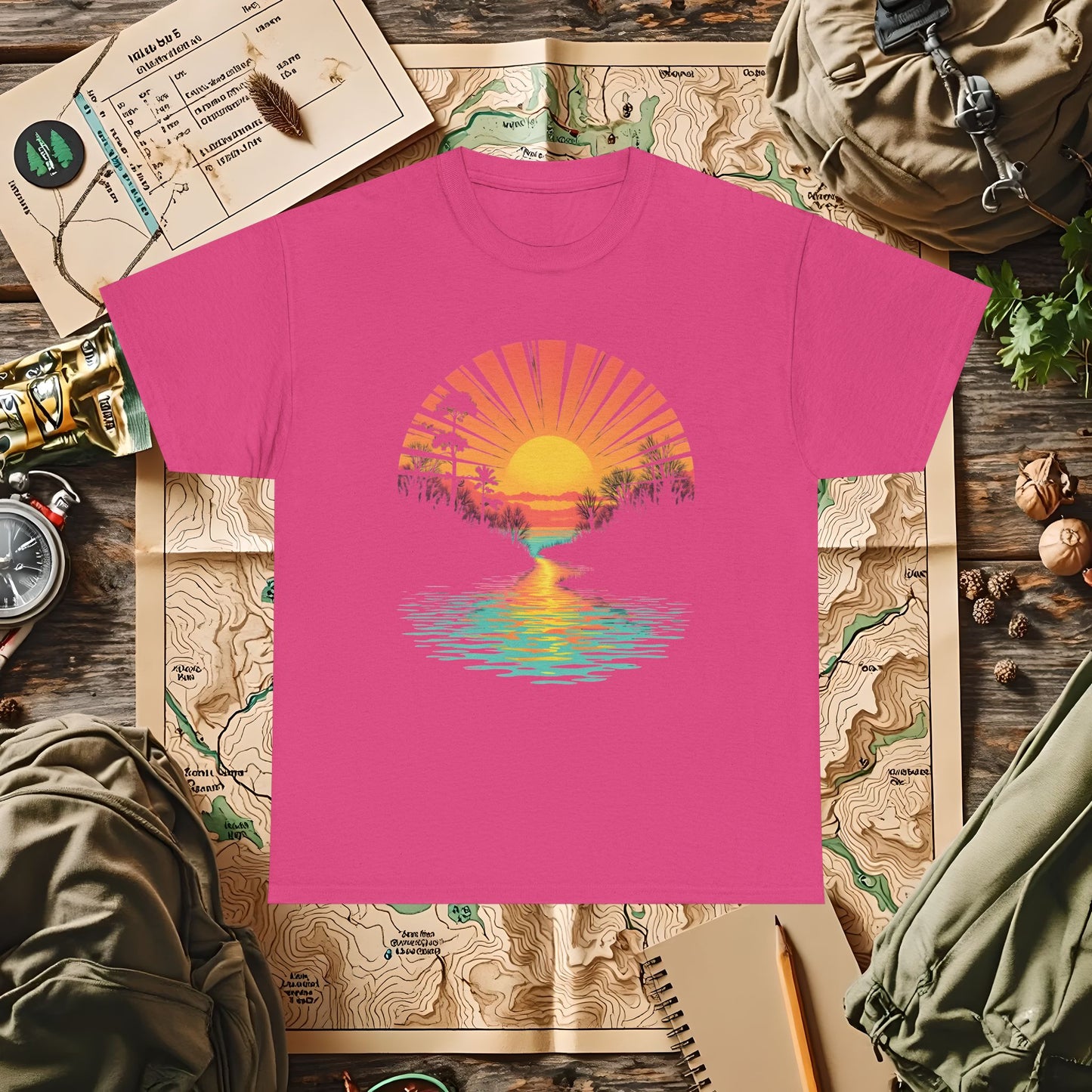 Quirky Sunset Outdoor Adventure T-Shirts | Camping, Hiking, Rafting & Kayaking Tees for Nature Lovers