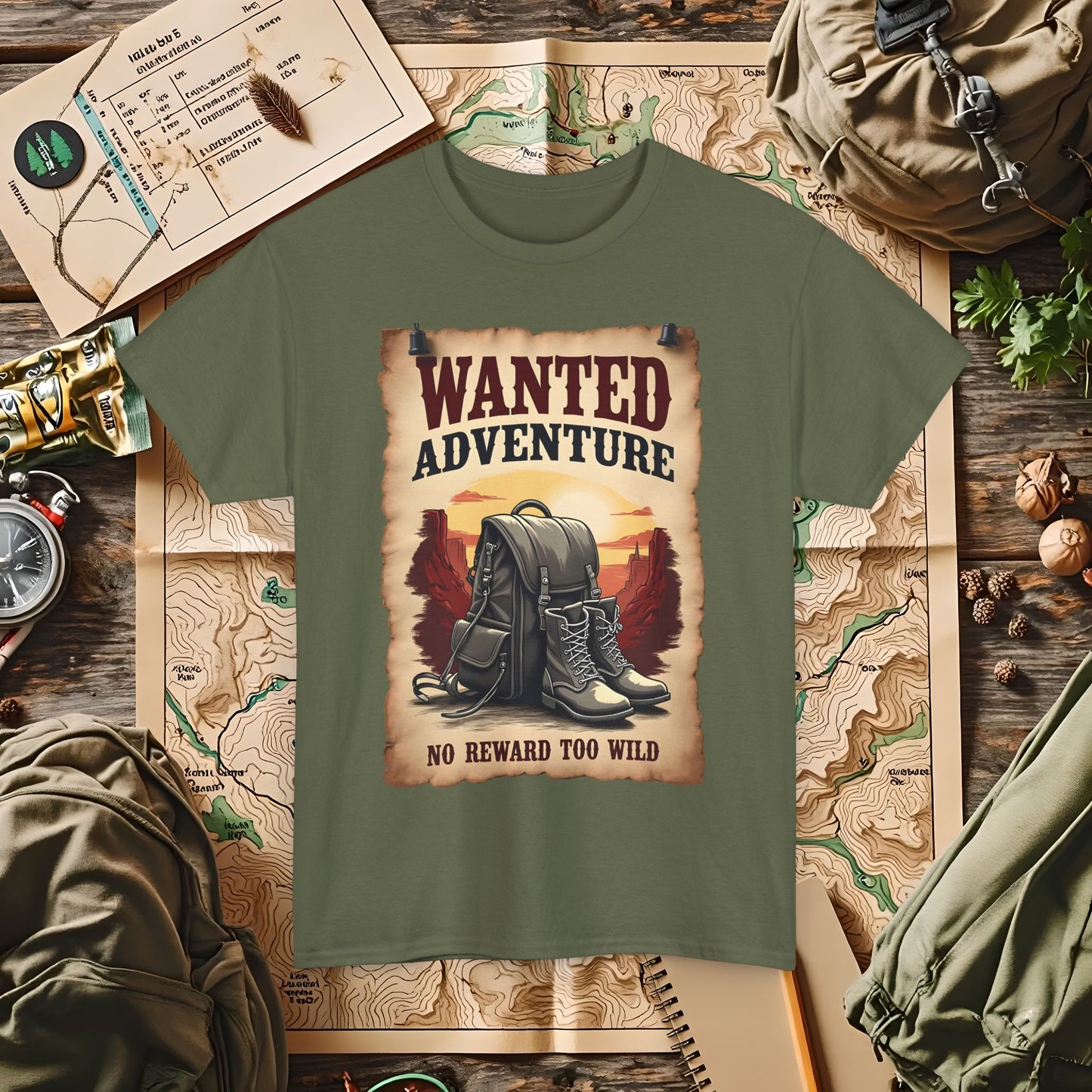 Wanted Adventure, No Reward too Wild, Outdoor Adventure T-Shirts | Camping, Hiking, Rafting & Kayaking Tees for Nature Lovers