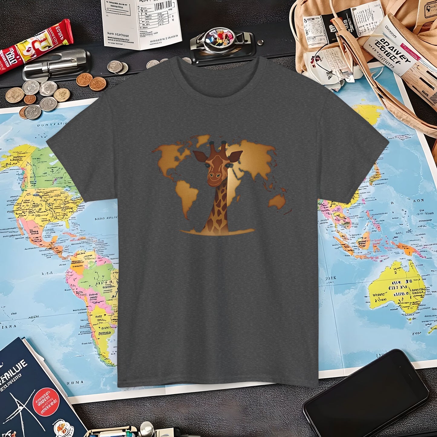 Giraffe Globe Air Travel T-Shirts | Jetsetter, Airport, and International Flight Tees