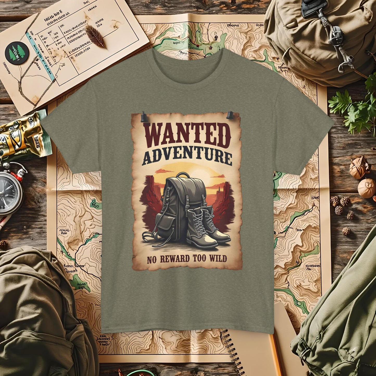 Wanted Adventure, No Reward too Wild, Outdoor Adventure T-Shirts | Camping, Hiking, Rafting & Kayaking Tees for Nature Lovers