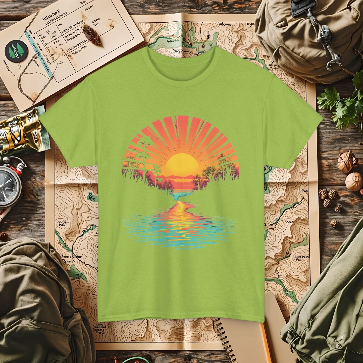 Quirky Sunset Outdoor Adventure T-Shirts | Camping, Hiking, Rafting & Kayaking Tees for Nature Lovers