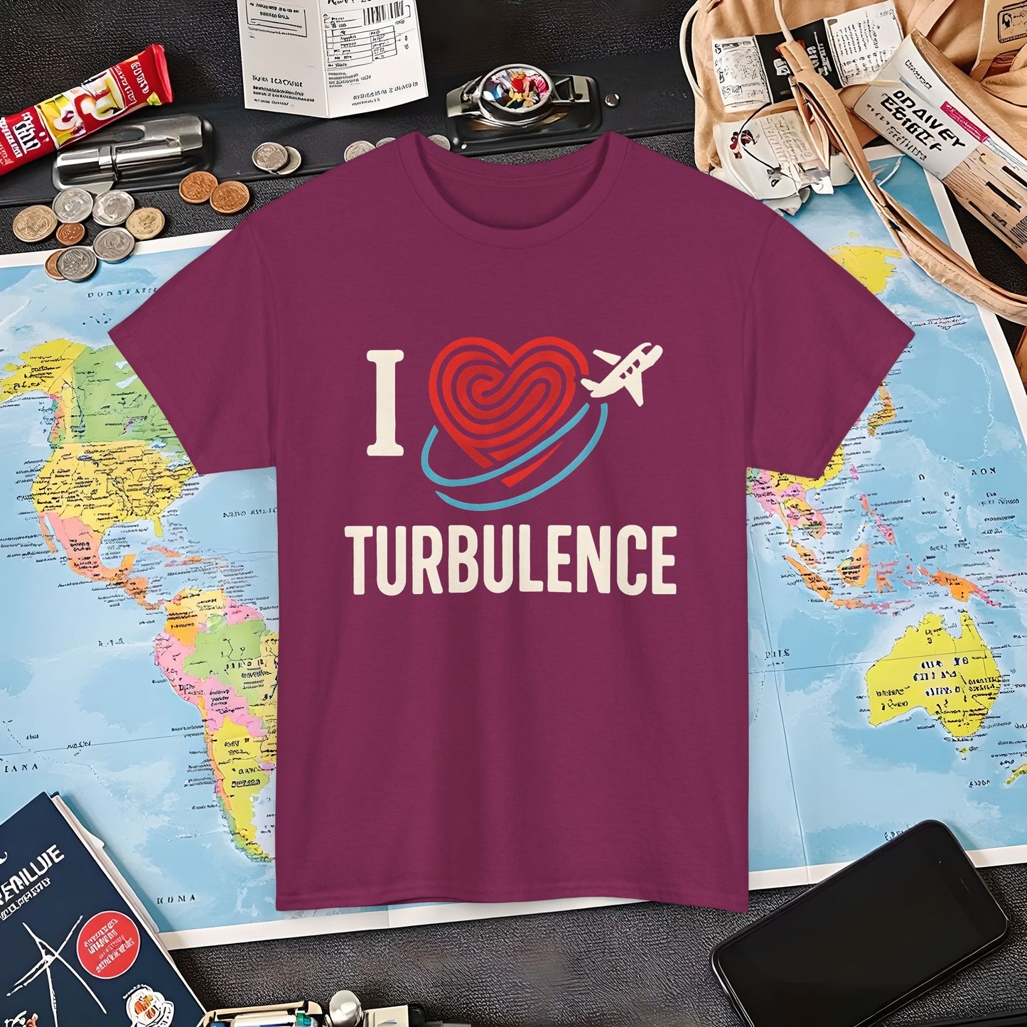 I ♥ Turbulence – Funny Aviation Graphic Tee for Pilots & Frequent Flyers Air Travel T-Shirts | Jetsetter, Airport, and International Flight Tees