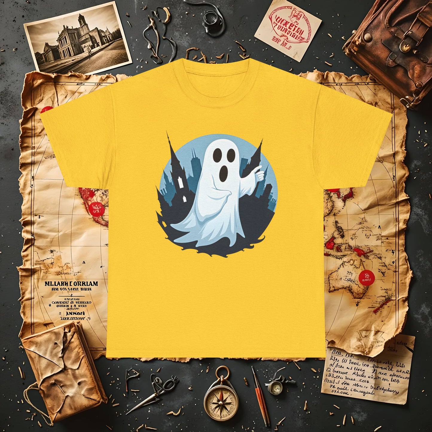 Ghostly Guide True Dark Tourism T-Shirts | Hauntingly Cool Travel Tees for the Morbidly Curious