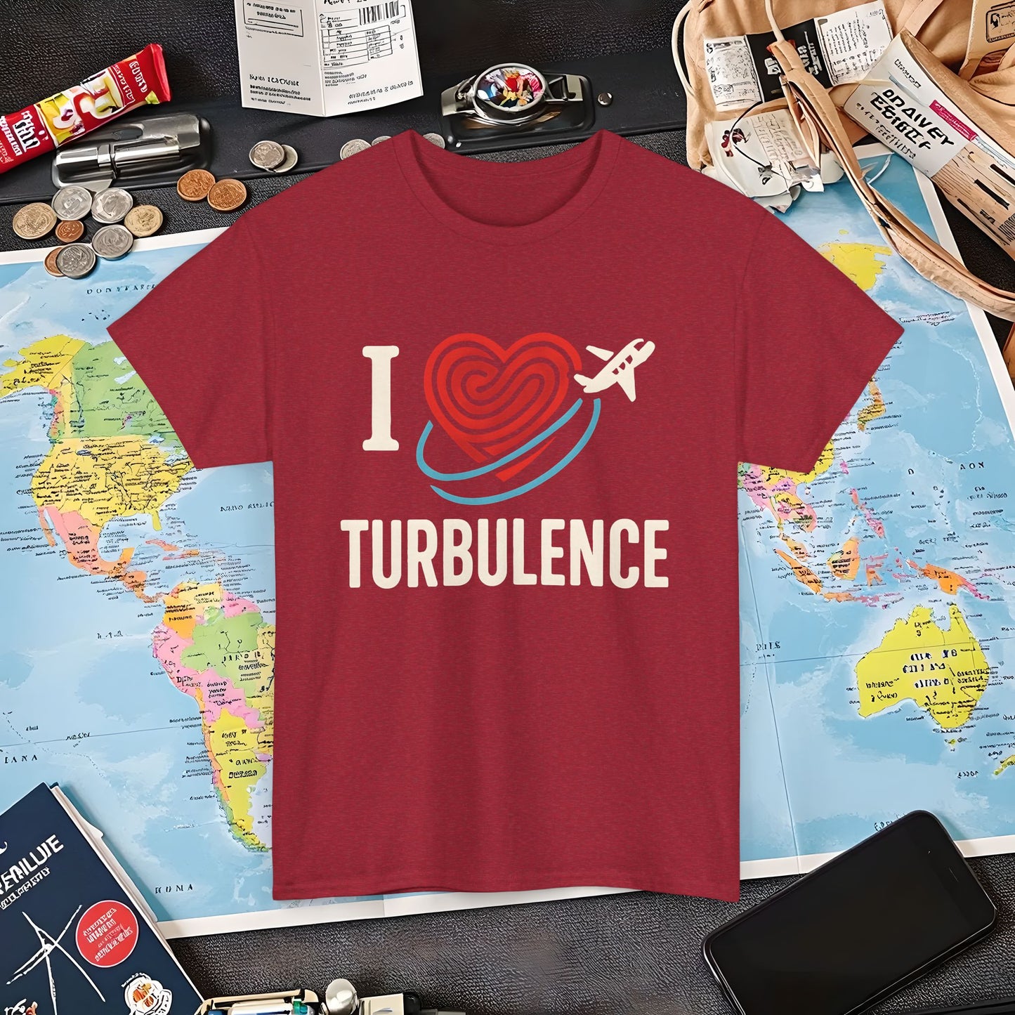 I ♥ Turbulence – Funny Aviation Graphic Tee for Pilots & Frequent Flyers Air Travel T-Shirts | Jetsetter, Airport, and International Flight Tees