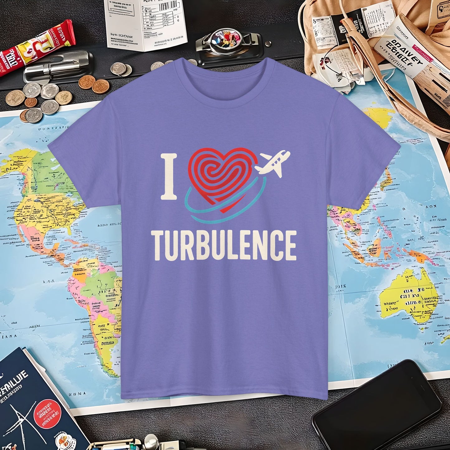 I ♥ Turbulence – Funny Aviation Graphic Tee for Pilots & Frequent Flyers Air Travel T-Shirts | Jetsetter, Airport, and International Flight Tees
