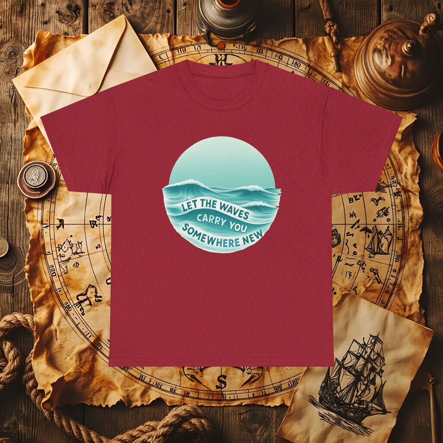 Let the Waves Carry You T-Shirt – Serene Travel & Ocean Escape Design | Funny & Stylish Tees for Ocean Adventures