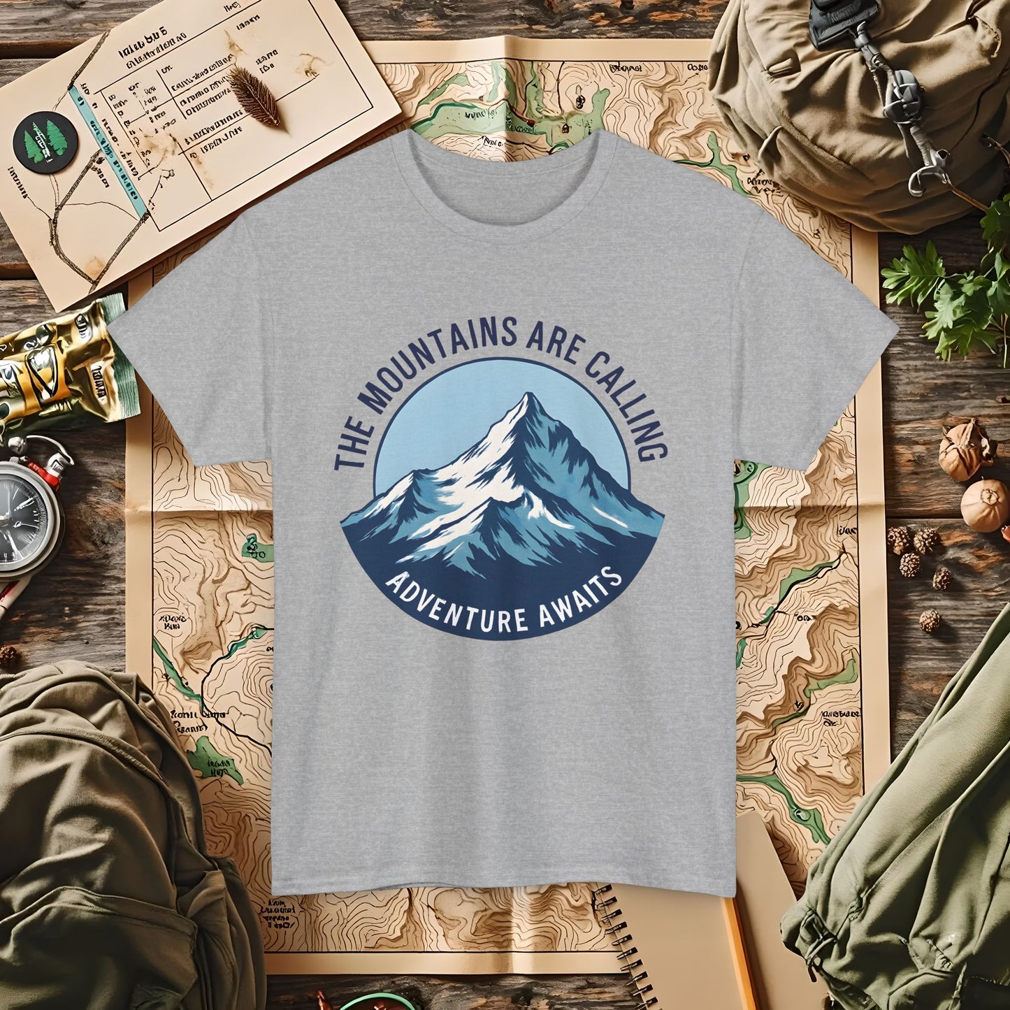 The Mountains Are Calling, Adventure Awaits Outdoor Adventure T-Shirts | Camping, Hiking, Rafting & Kayaking Tees for Nature Lovers
