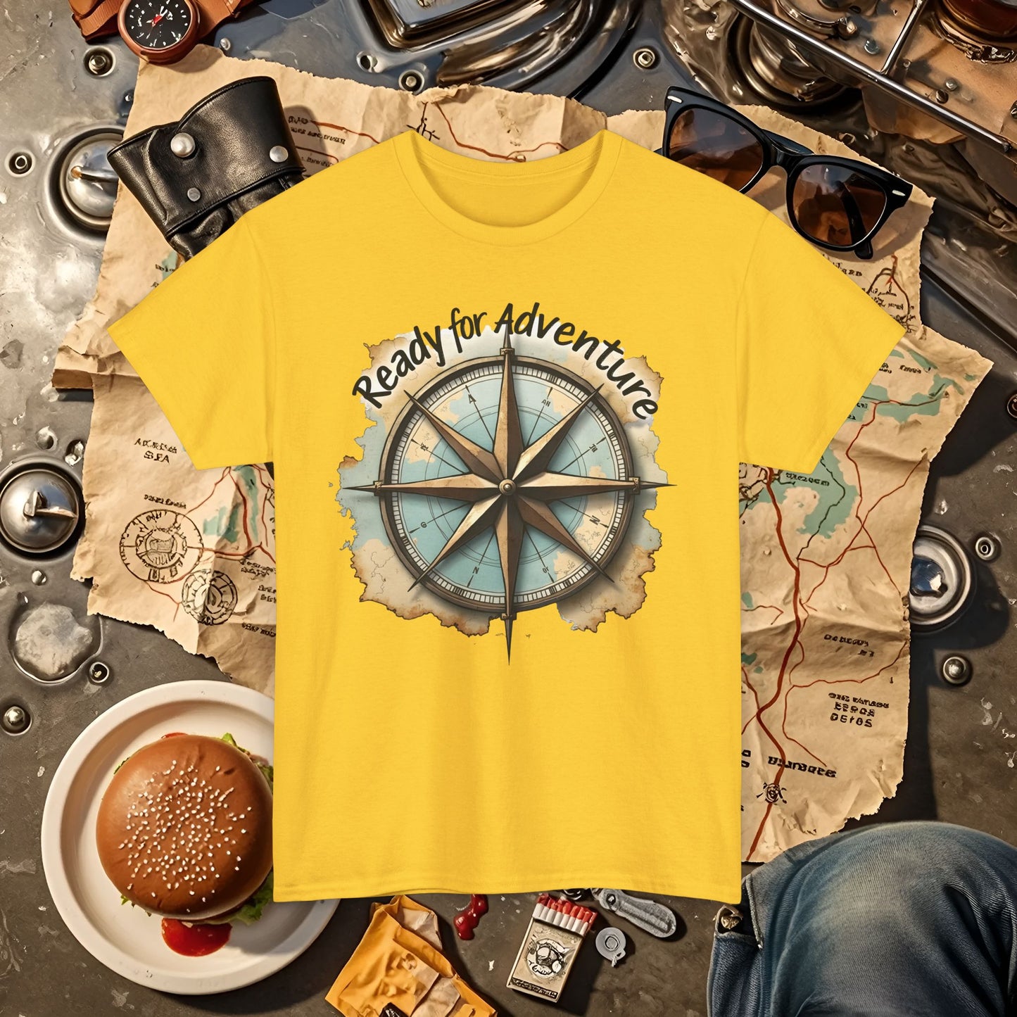 Ready for Adventure Compass Road Trip & Vehicle Travel T-Shirts | Car, RV, and Motorcycle Adventure Tees